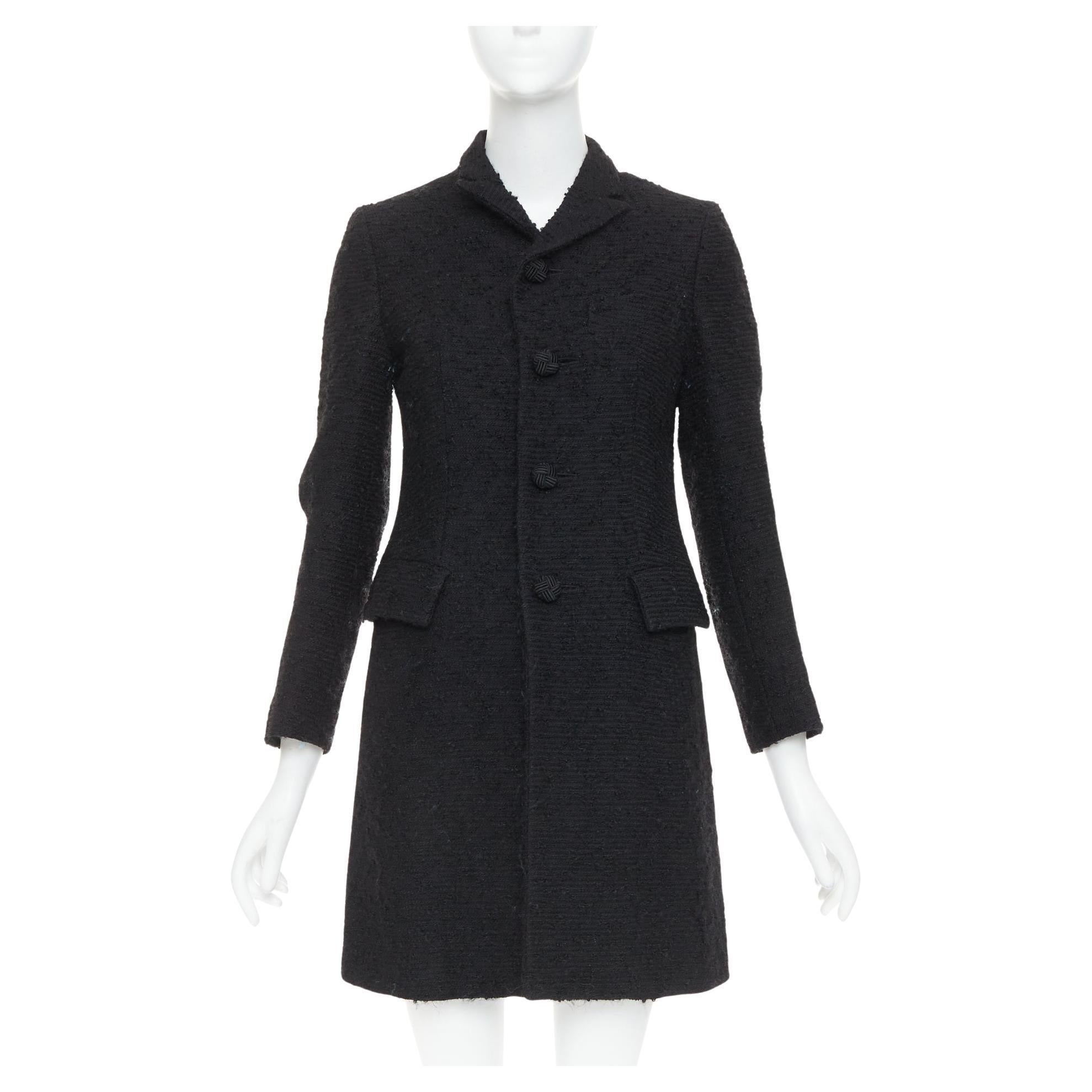 JUNYA WATANABE 2014 schwarzer Tweedmantel mit Klappentasche und Kragen XS