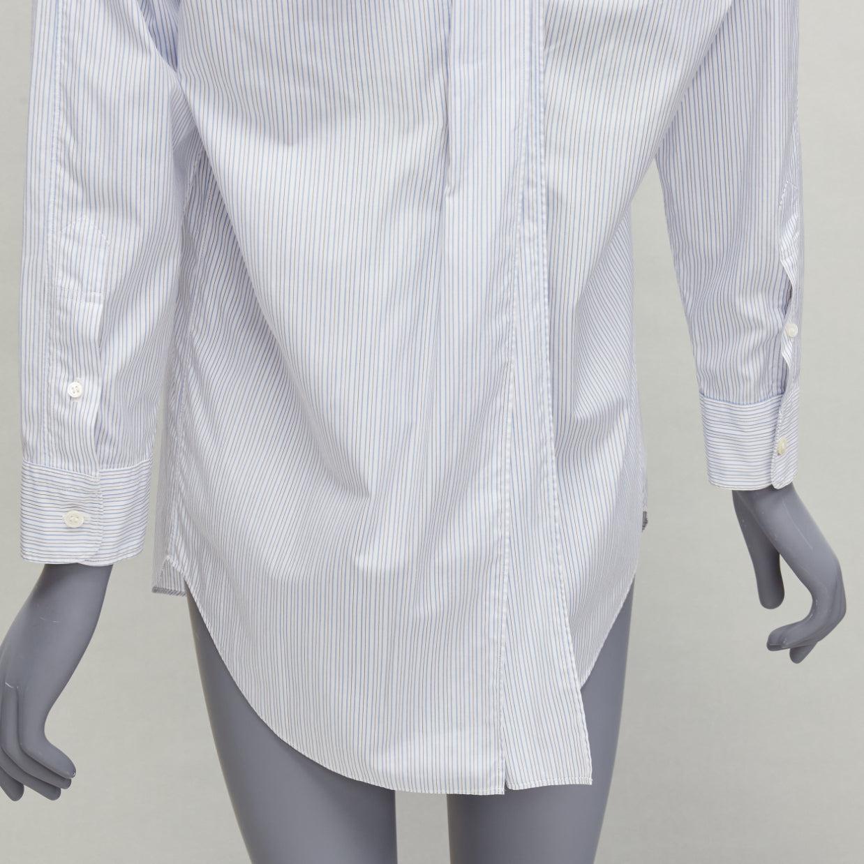 Gray JUNYA WATANABE 2016 blue white pinstripe split back tunic shirt XS For Sale