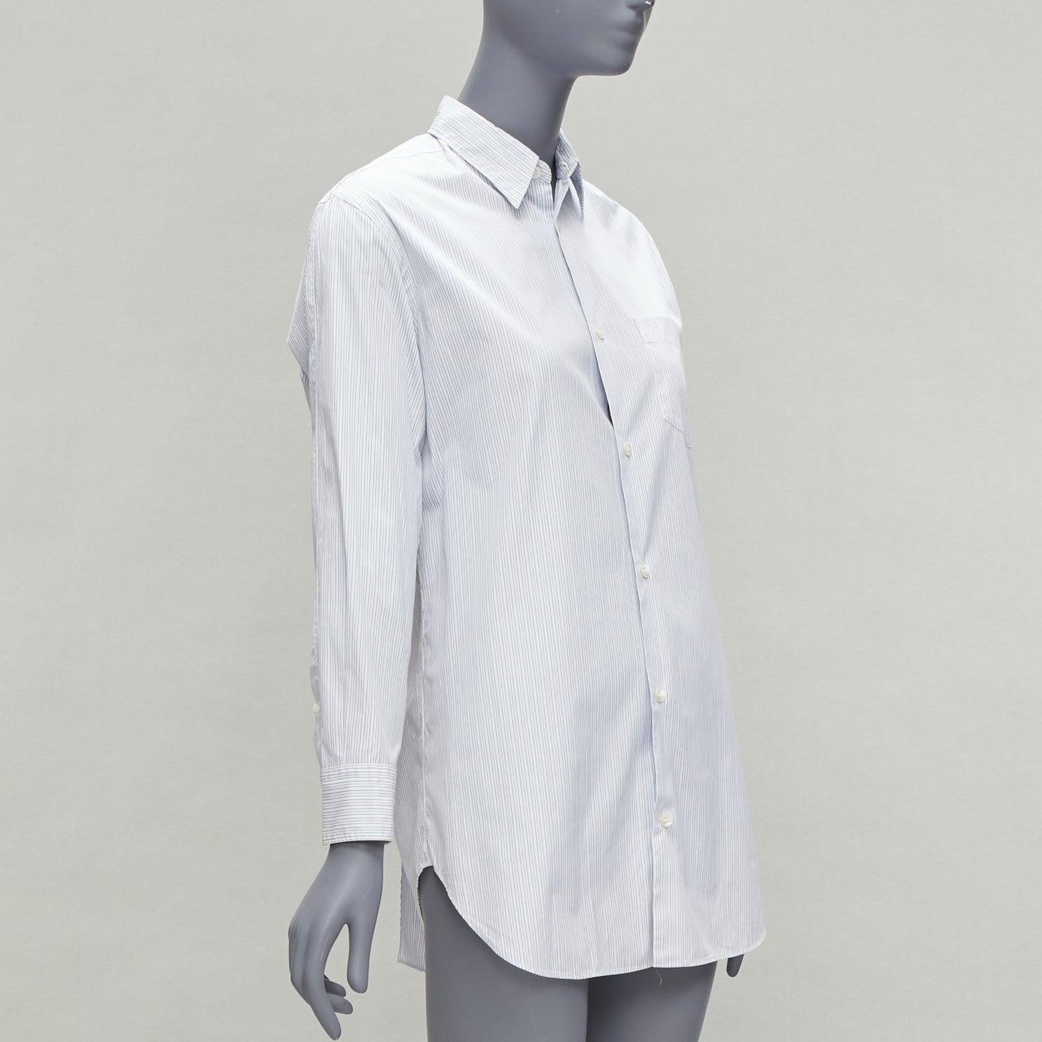 JUNYA WATANABE 2016 blue white pinstripe split back tunic shirt XS In Good Condition For Sale In Hong Kong, NT