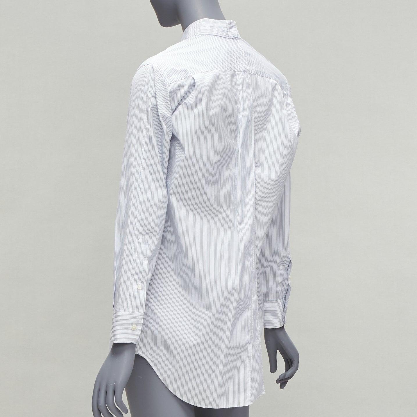 JUNYA WATANABE 2016 blue white pinstripe split back tunic shirt XS For Sale 1