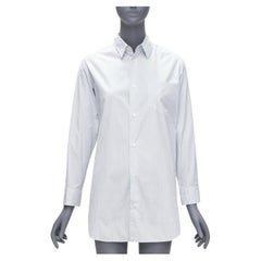 Junya Watanabe 2016, camicia gessata blu bianca con spacco posteriore XS