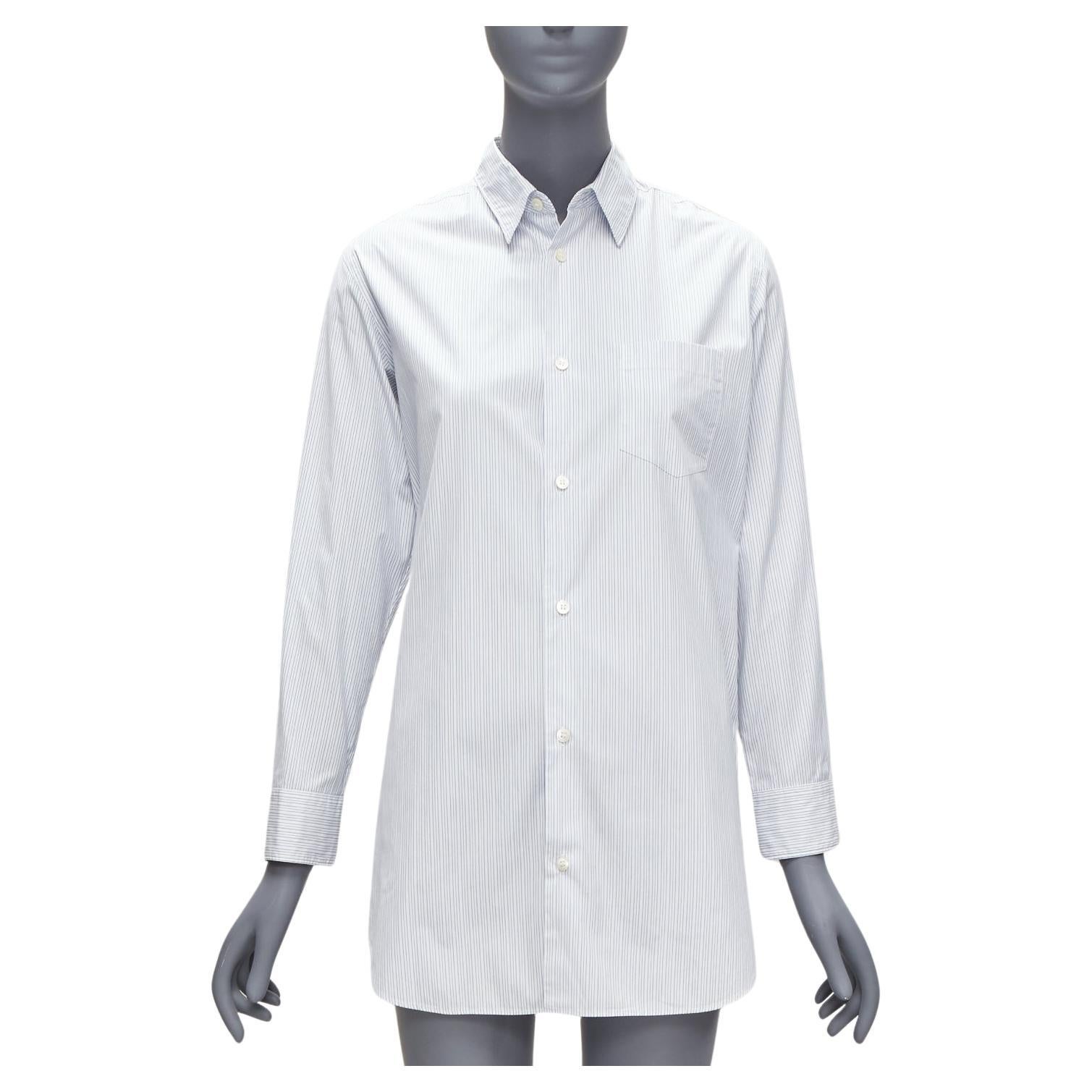 JUNYA WATANABE 2016 blue white pinstripe split back tunic shirt XS For Sale