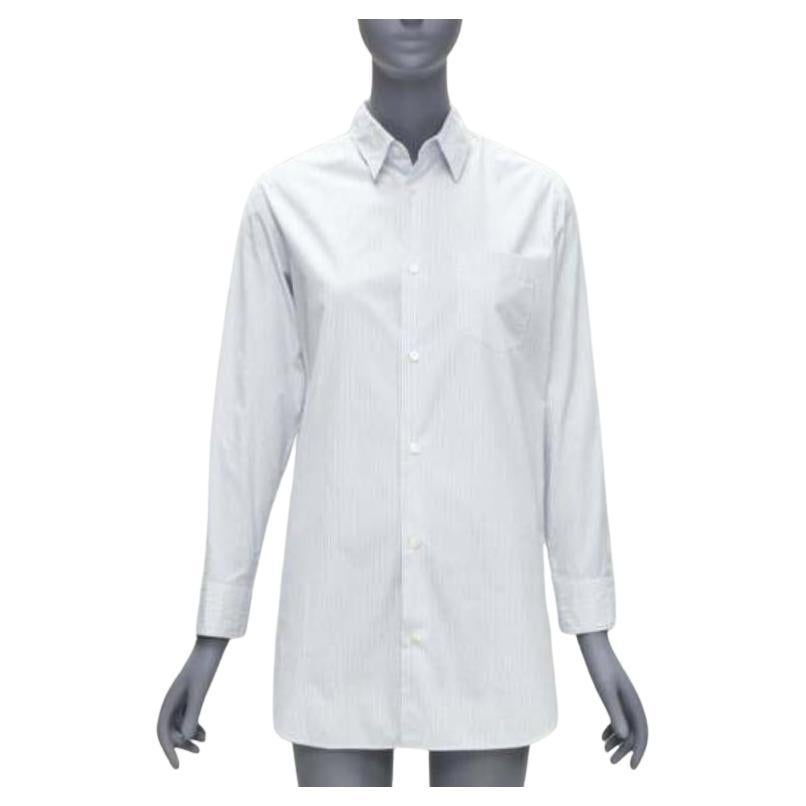 Junya Watanabe 2016, camicia gessata blu bianca con spacco posteriore XS