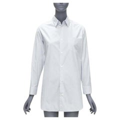 JUNYA WATANABE 2016 Blau-weißes Nadelstreifen-Tunikahemd mit geteiltem Rückenausschnitt XS