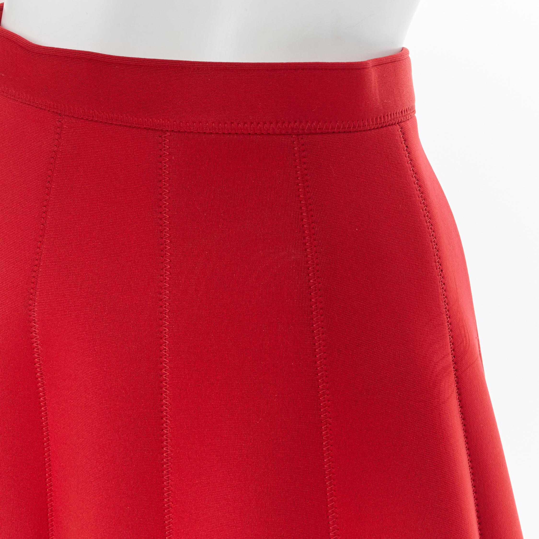 JUNYA WATANABE 2016 red scuba nylon structured pleated flared midi skirt S 1