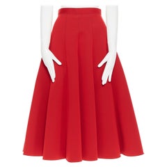 JUNYA WATANABE 2016 red scuba nylon structured pleated flared midi skirt S