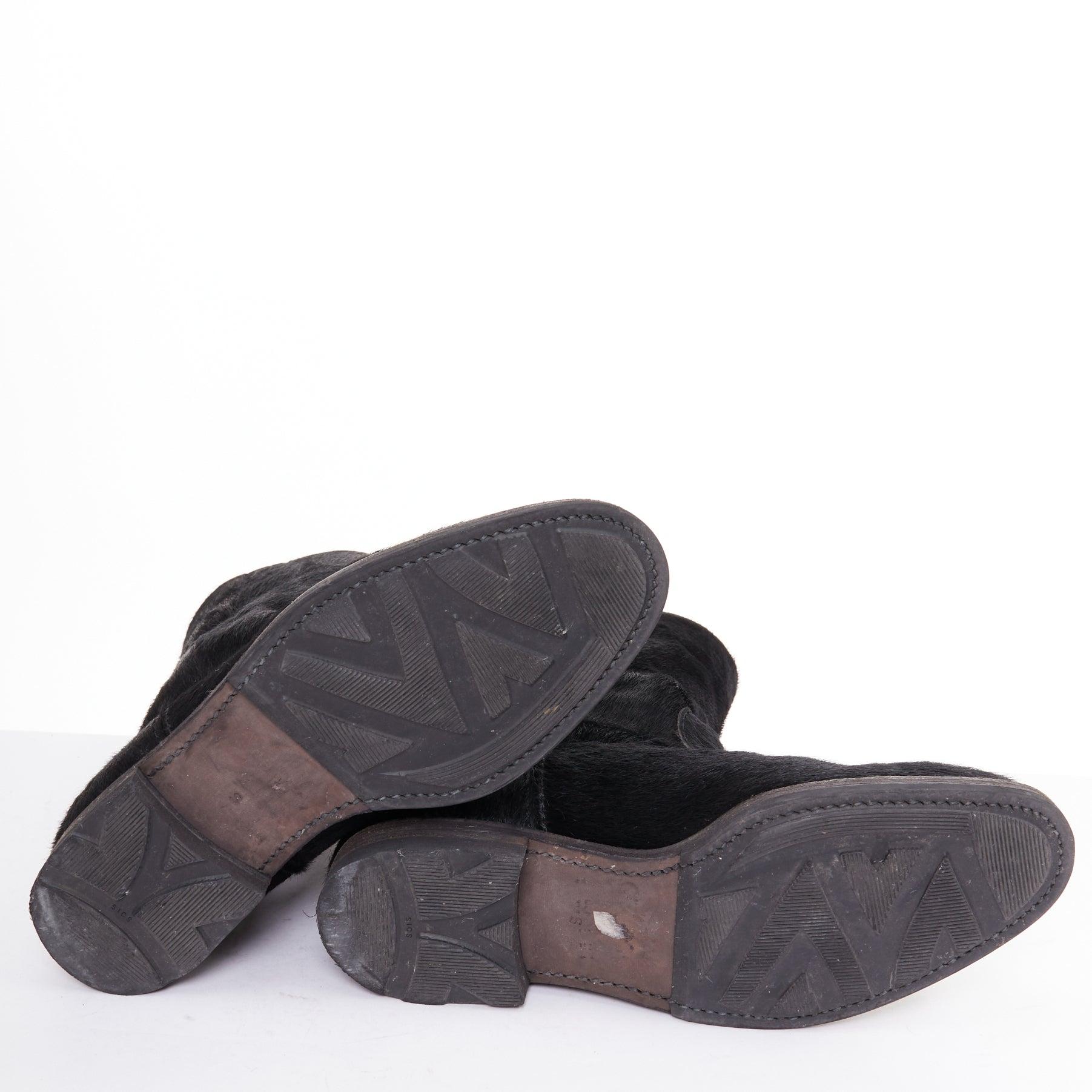 JUNYA WATANABE 2017 botas de combate de punta redonda con paneles de pelo de becerro negro S EU37 en venta 5