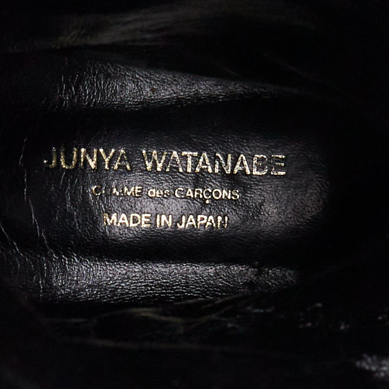 JUNYA WATANABE 2017 botas de combate de punta redonda con paneles de pelo de becerro negro S EU37 en venta 6