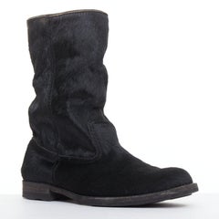 JUNYA WATANABE 2017 black calf hair panelled round toe combat boots S EU37