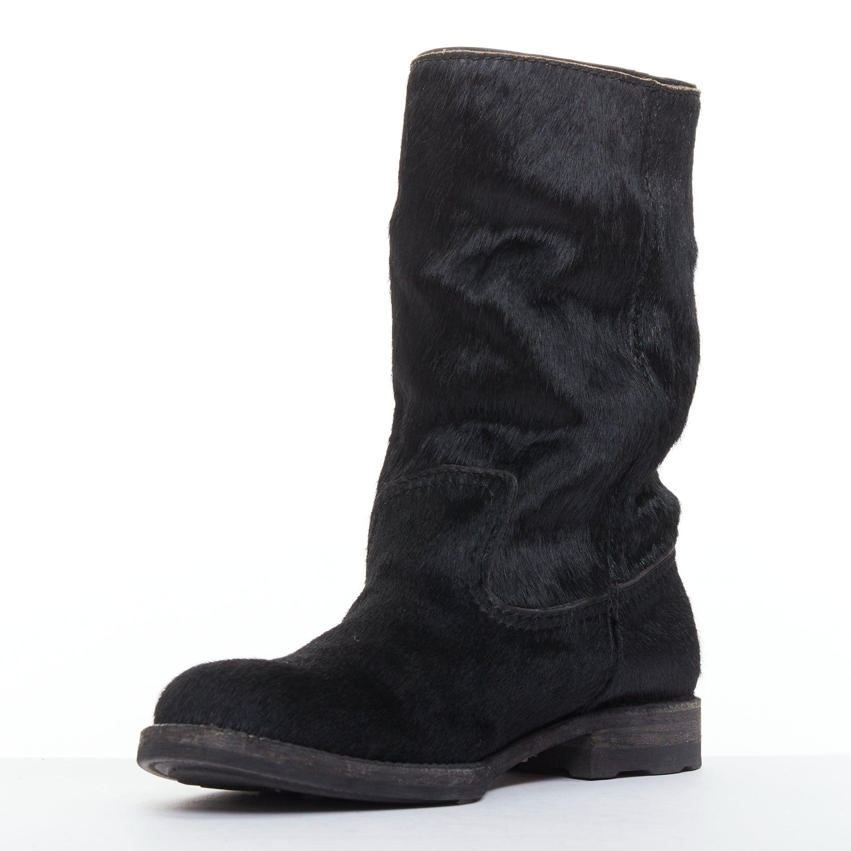 JUNYA WATANABE 2017 botas de combate de punta redonda con paneles de pelo de becerro negro S EU37 en Bueno estado para la venta en Hong Kong, NT