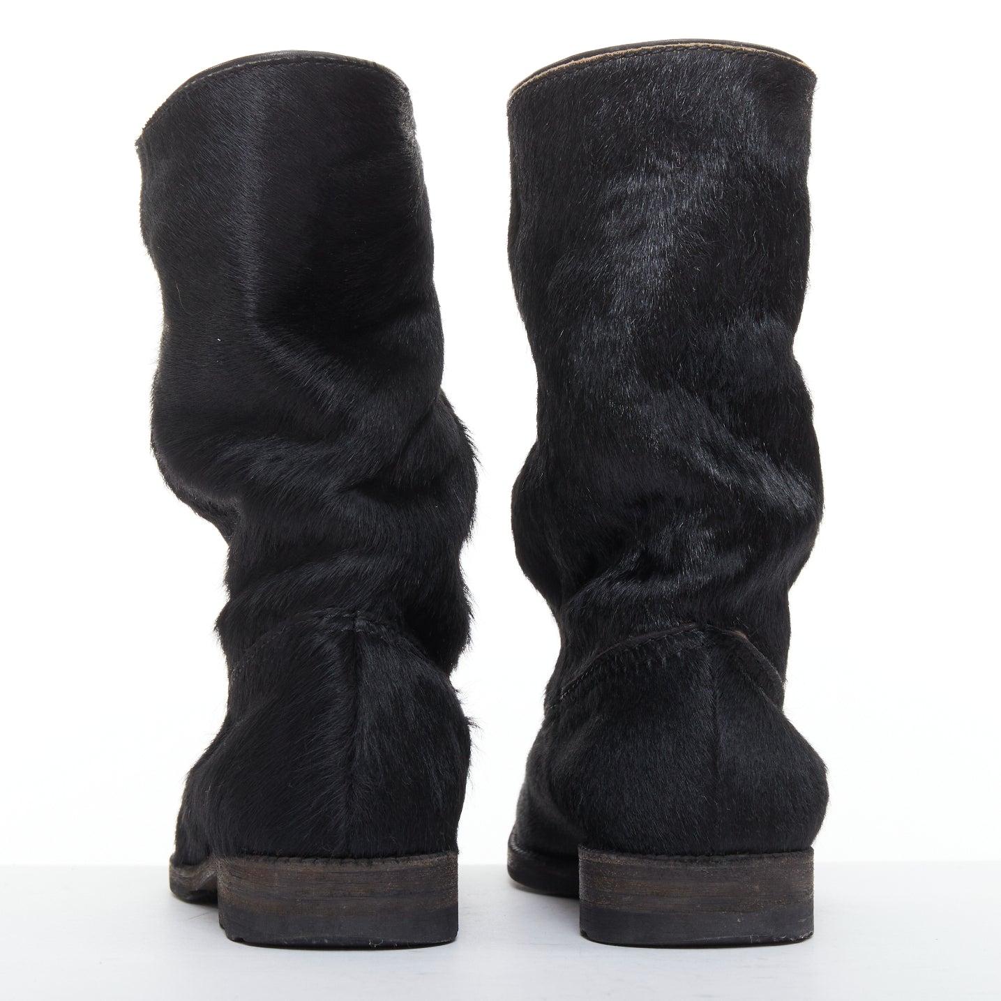 De las mujeres JUNYA WATANABE 2017 botas de combate de punta redonda con paneles de pelo de becerro negro S EU37 en venta