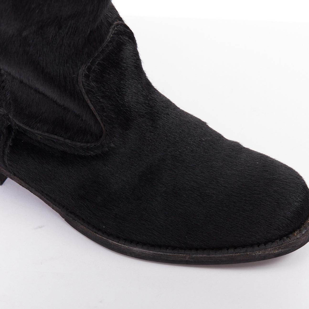 JUNYA WATANABE 2017 botas de combate de punta redonda con paneles de pelo de becerro negro S EU37 en venta 2
