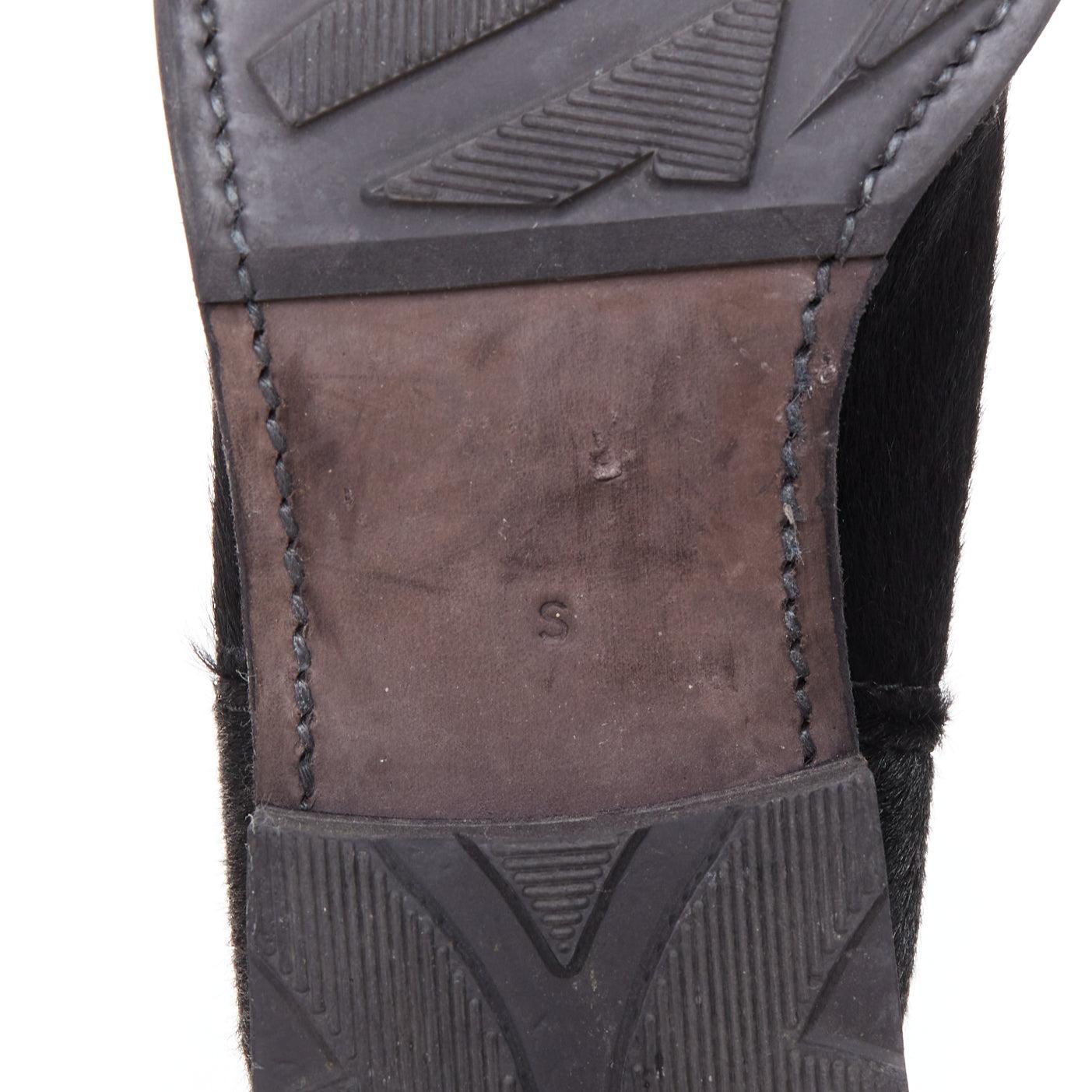 JUNYA WATANABE 2017 botas de combate de punta redonda con paneles de pelo de becerro negro S EU37 en venta 4