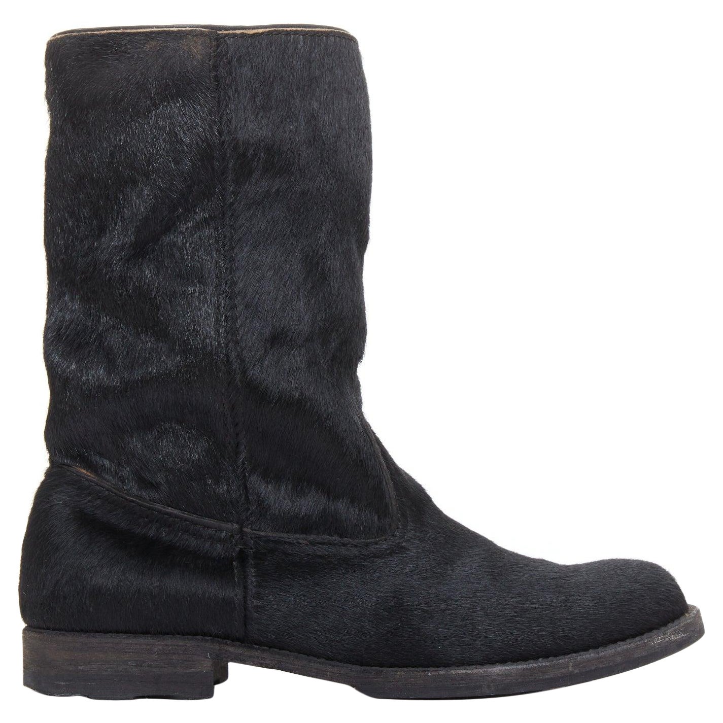 JUNYA WATANABE 2017 botas de combate de punta redonda con paneles de pelo de becerro negro S EU37 en venta