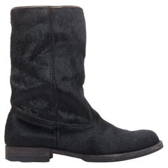 JUNYA WATANABE 2017 schwarz Kalbshaar getäfelte runde Zehe Kampfstiefel S EU37