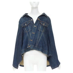 JUNYA WATANABE 2017 washed blue denim deconstructed flare caped jacket M
