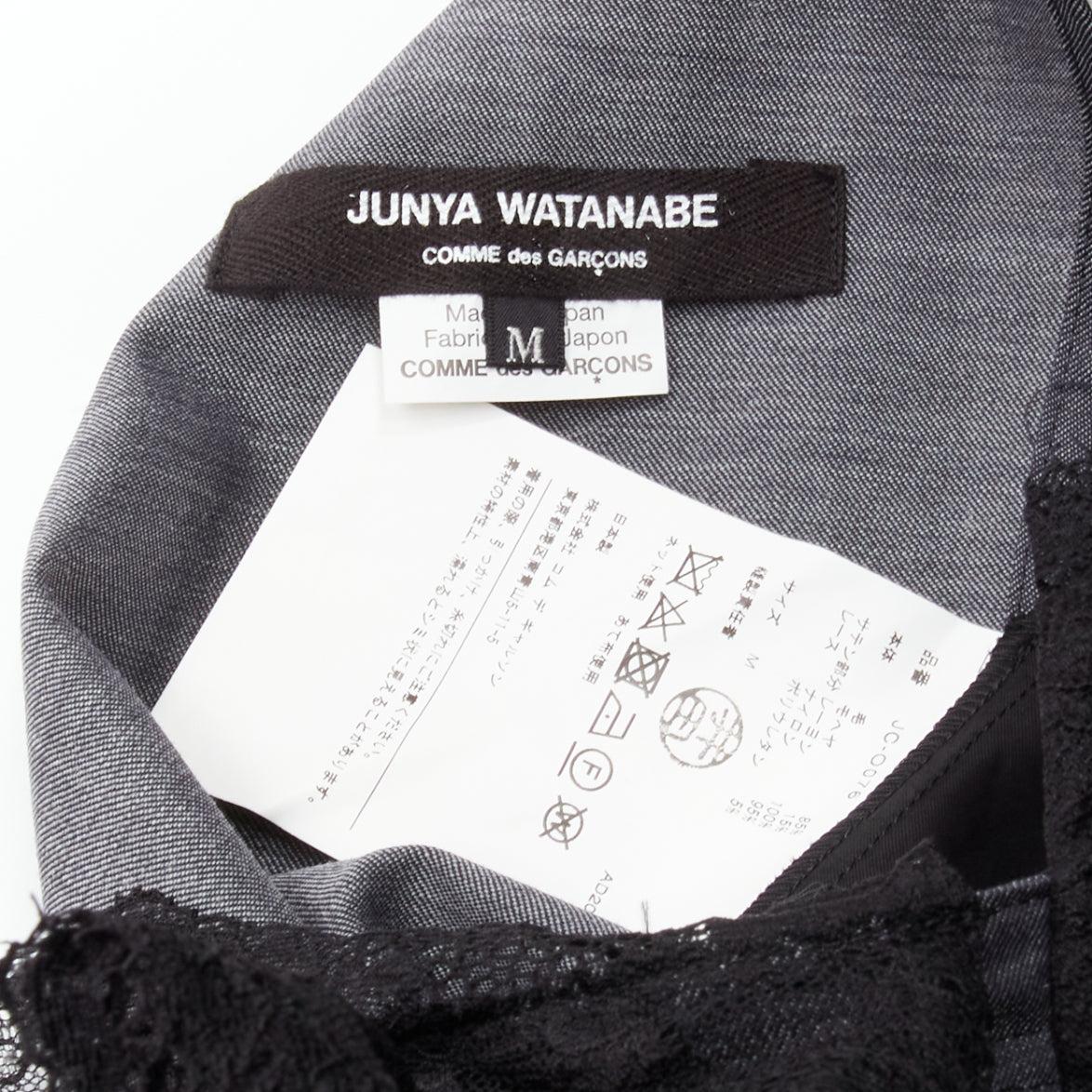 JUNYA WATANABE 2018 100% wool deconstructed lace trim slip dress belted dress M 5