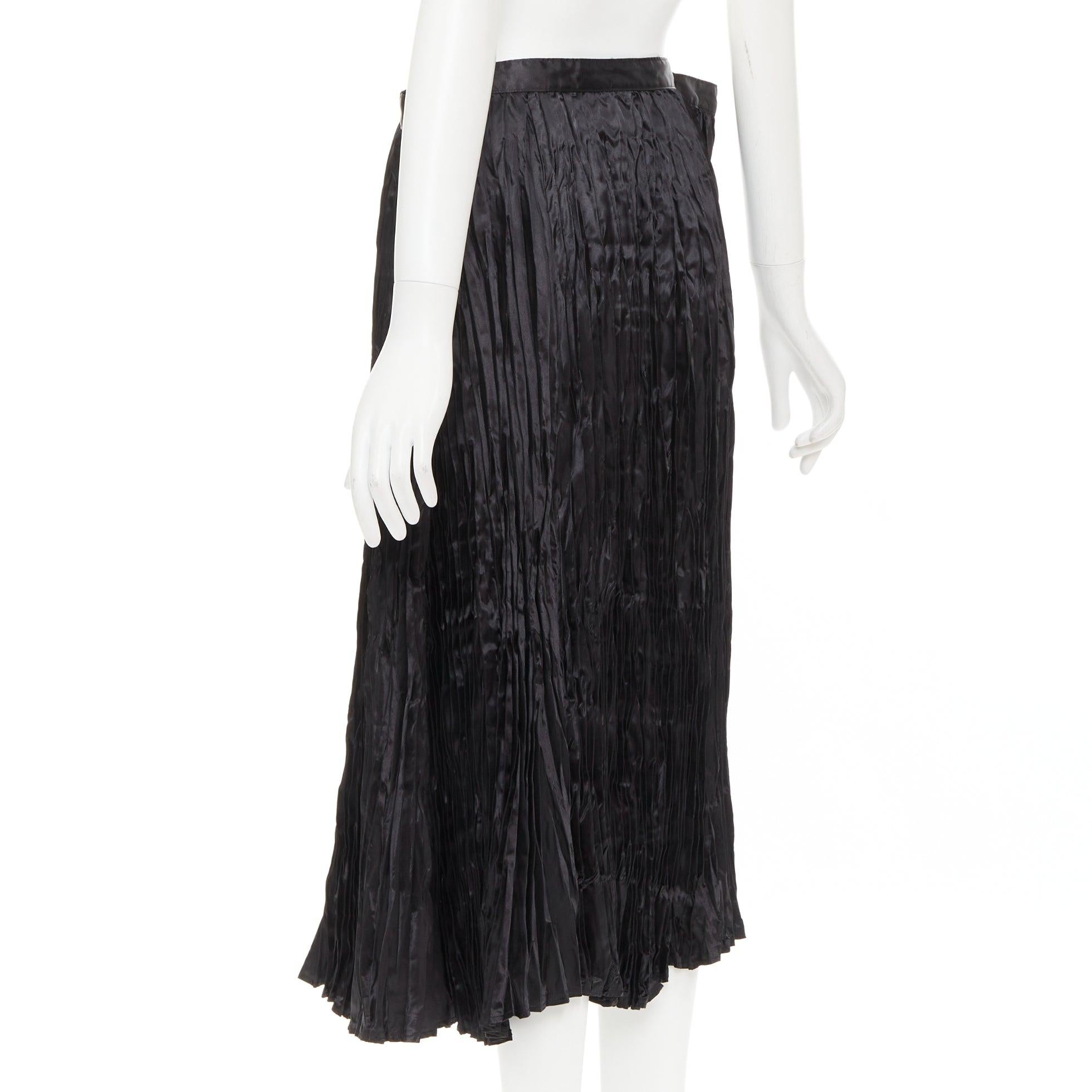 Junya Watanabe 2018 noir plisse prolongé taille construite jupe midi XS en vente 1