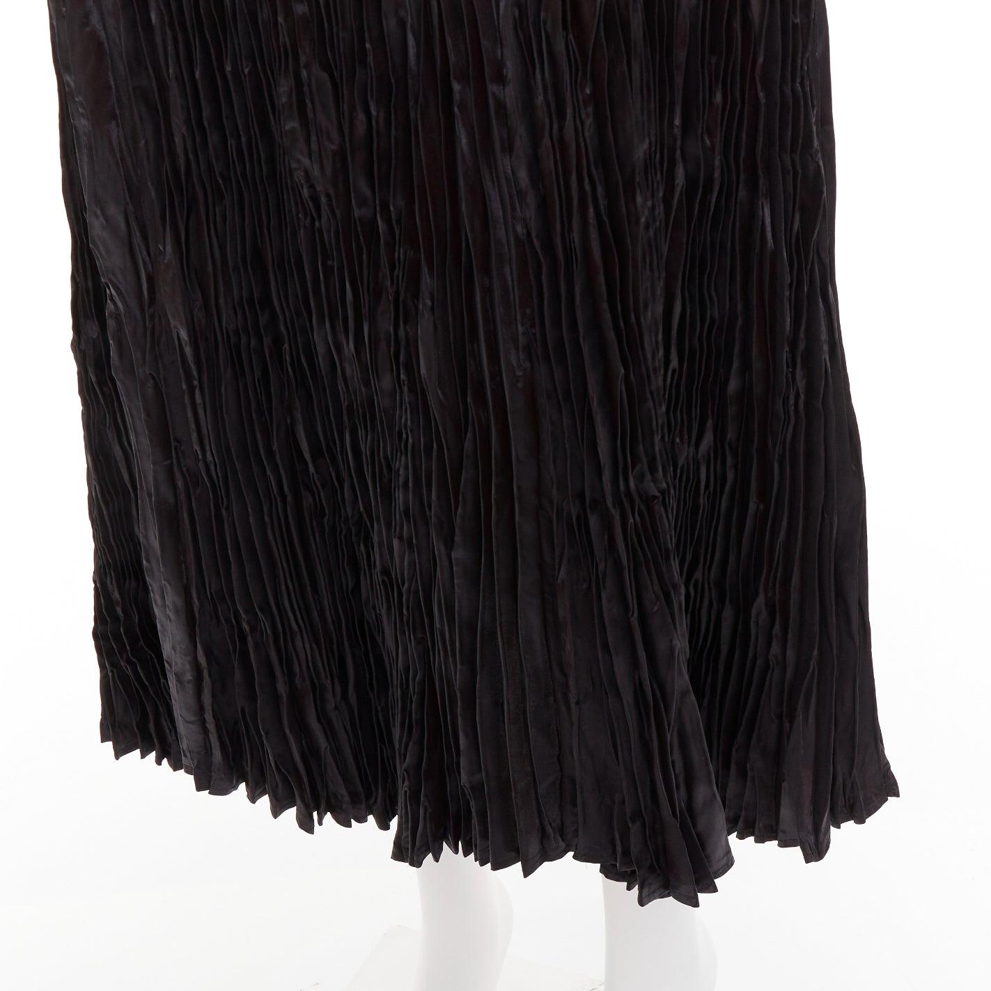 Junya Watanabe 2018 noir plisse prolongé taille construite jupe midi XS en vente 2