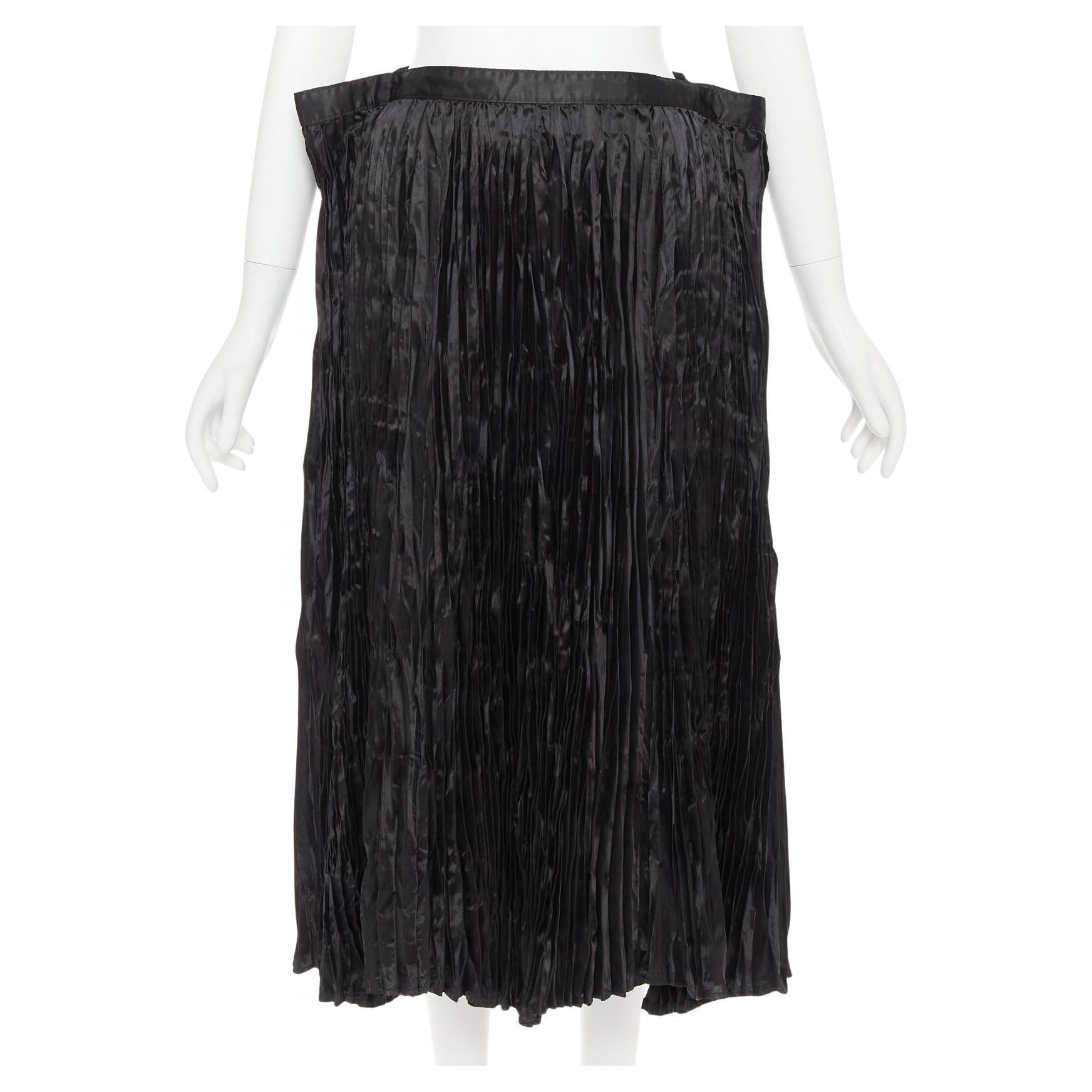 Junya Watanabe 2018 noir plisse prolongé taille construite jupe midi XS en vente