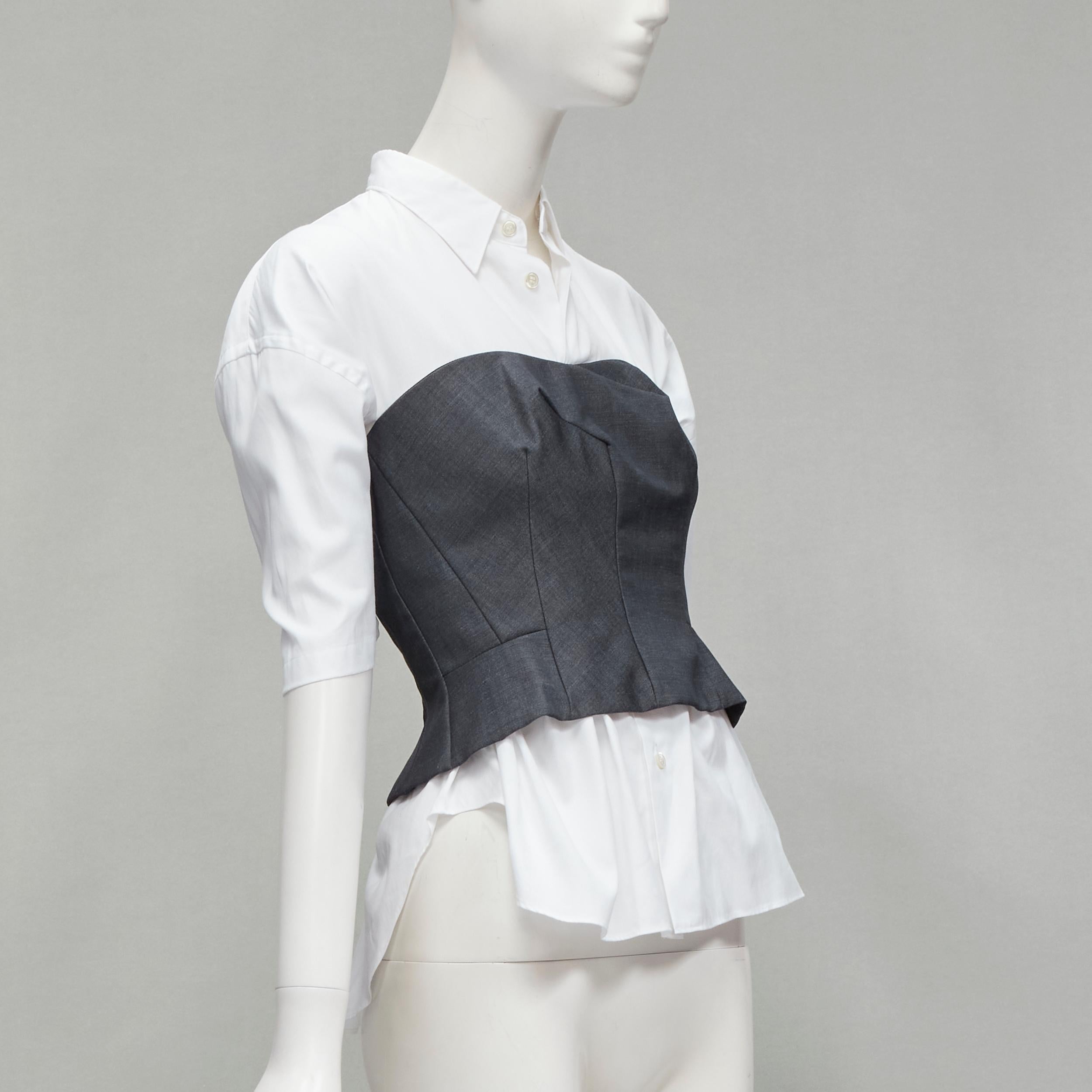 Gray JUNYA WATANABE 2018 grey bias cut bustier deconstructed gathered back shirt XS For Sale