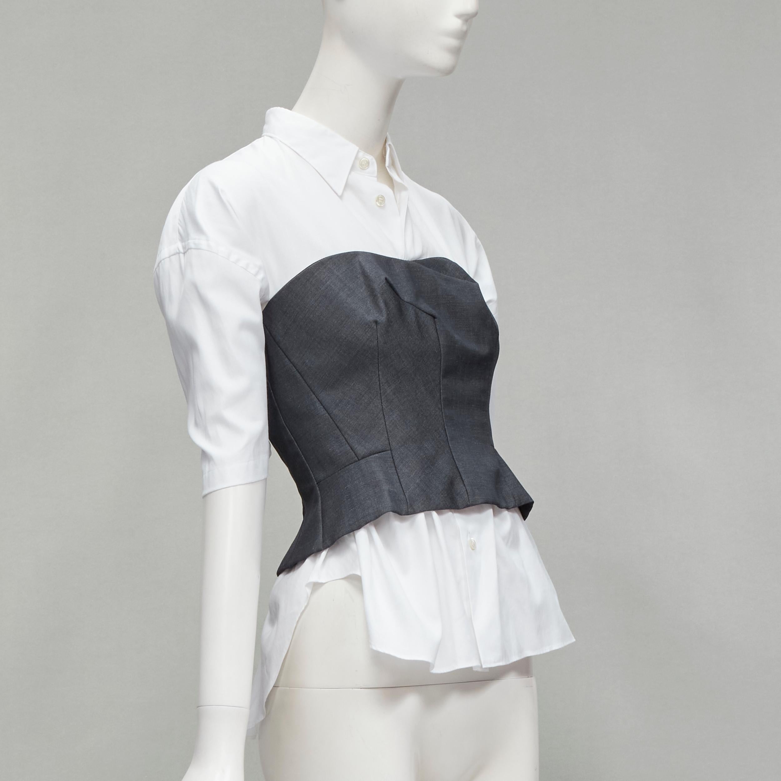 JUNYA WATANABE 2018 grey bias cut bustier deconstructed gathered back shirt XS In Excellent Condition For Sale In Hong Kong, NT