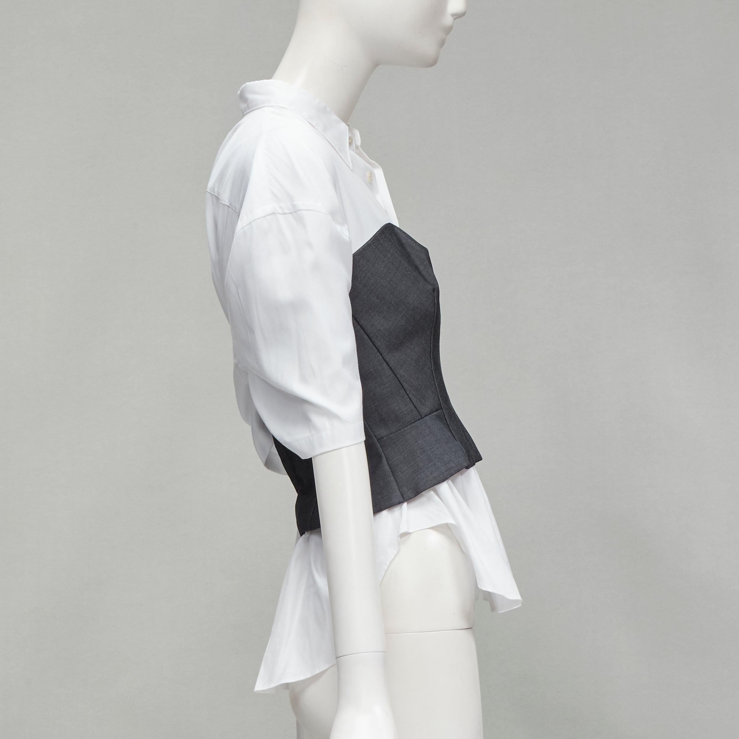 Women's JUNYA WATANABE 2018 grey bias cut bustier deconstructed gathered back shirt XS For Sale