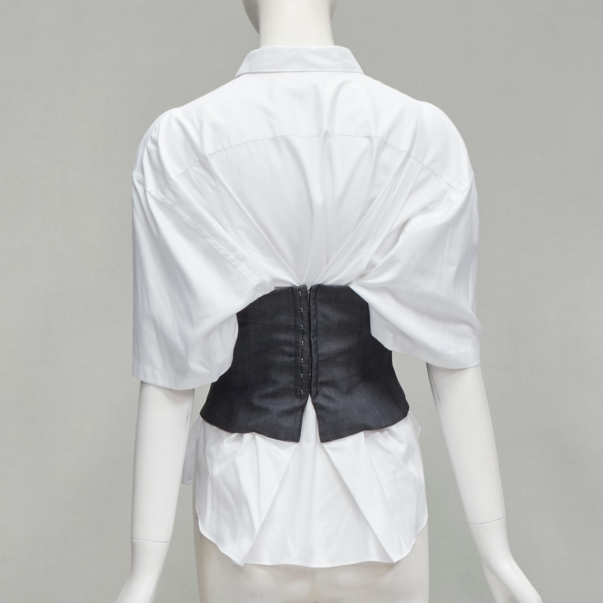 Women's JUNYA WATANABE 2018 grey bias cut bustier deconstructed gathered back shirt XS For Sale