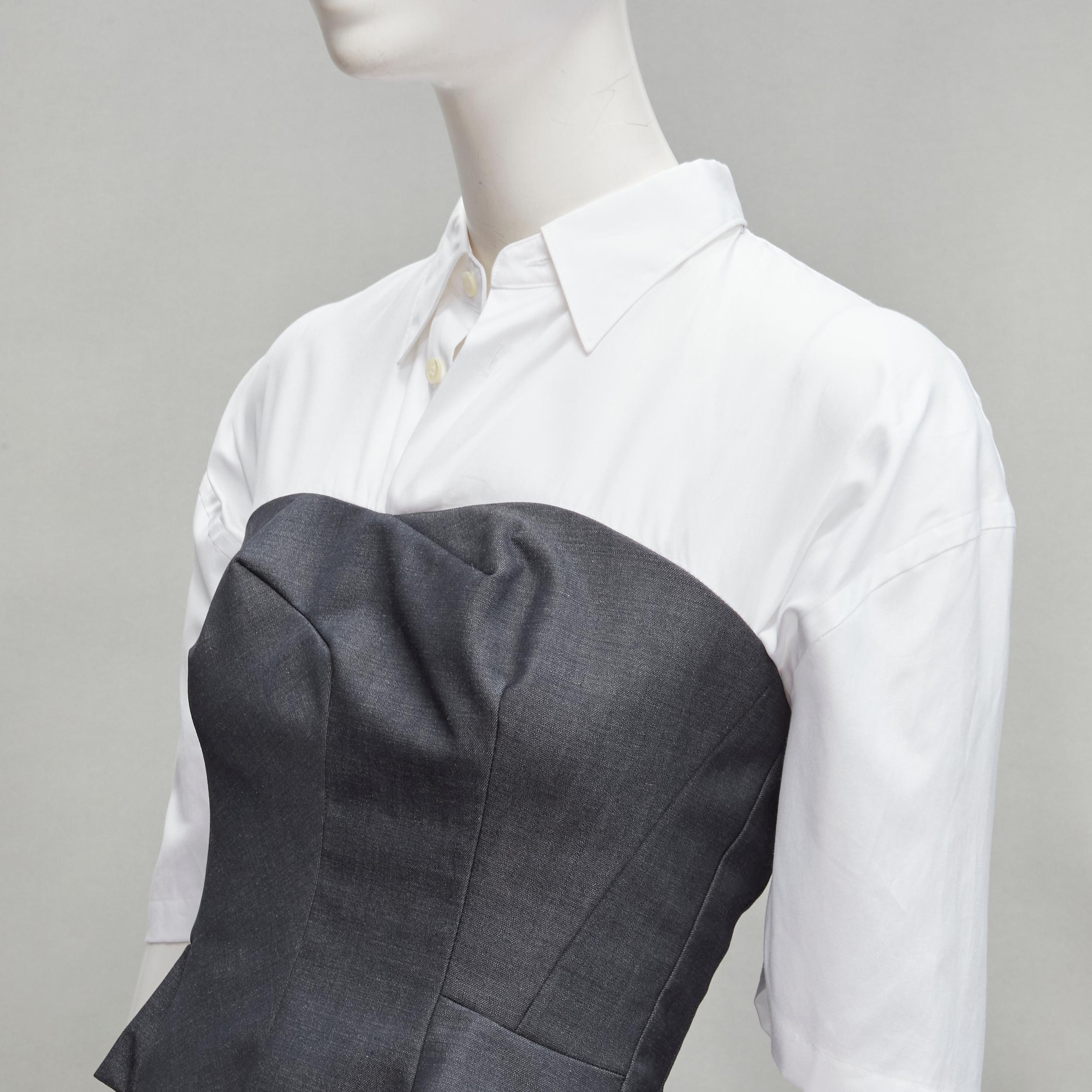 JUNYA WATANABE 2018 grey bias cut bustier deconstructed gathered back shirt XS For Sale 2