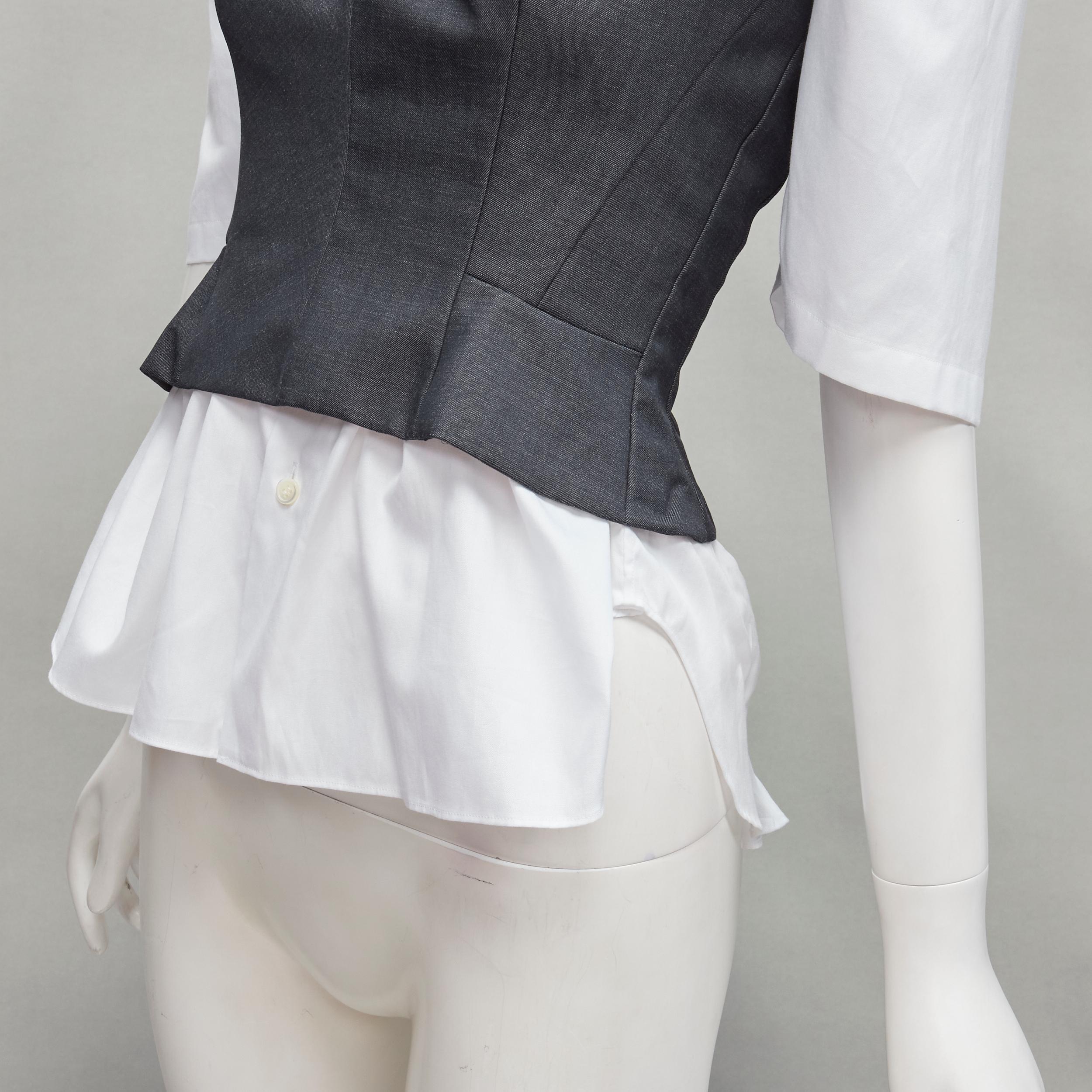 JUNYA WATANABE 2018 grey bias cut bustier deconstructed gathered back shirt XS For Sale 3