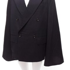 JUNYA WATANABE 2018 grey pinstripe wool blend cape sleeve boxy blazer S