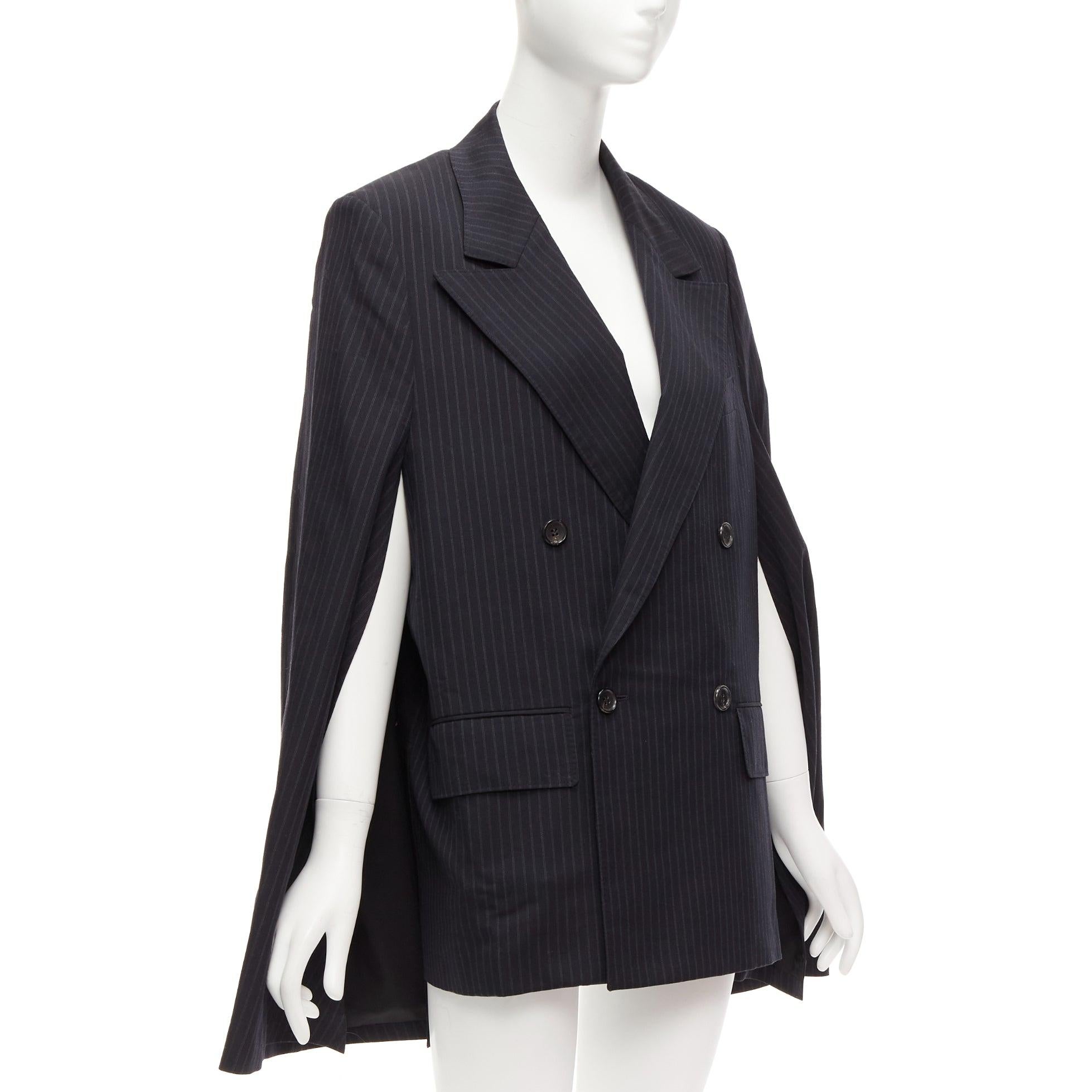 Black JUNYA WATANABE 2018 grey pinstripe wool blend cape sleeve boxy blazer S For Sale