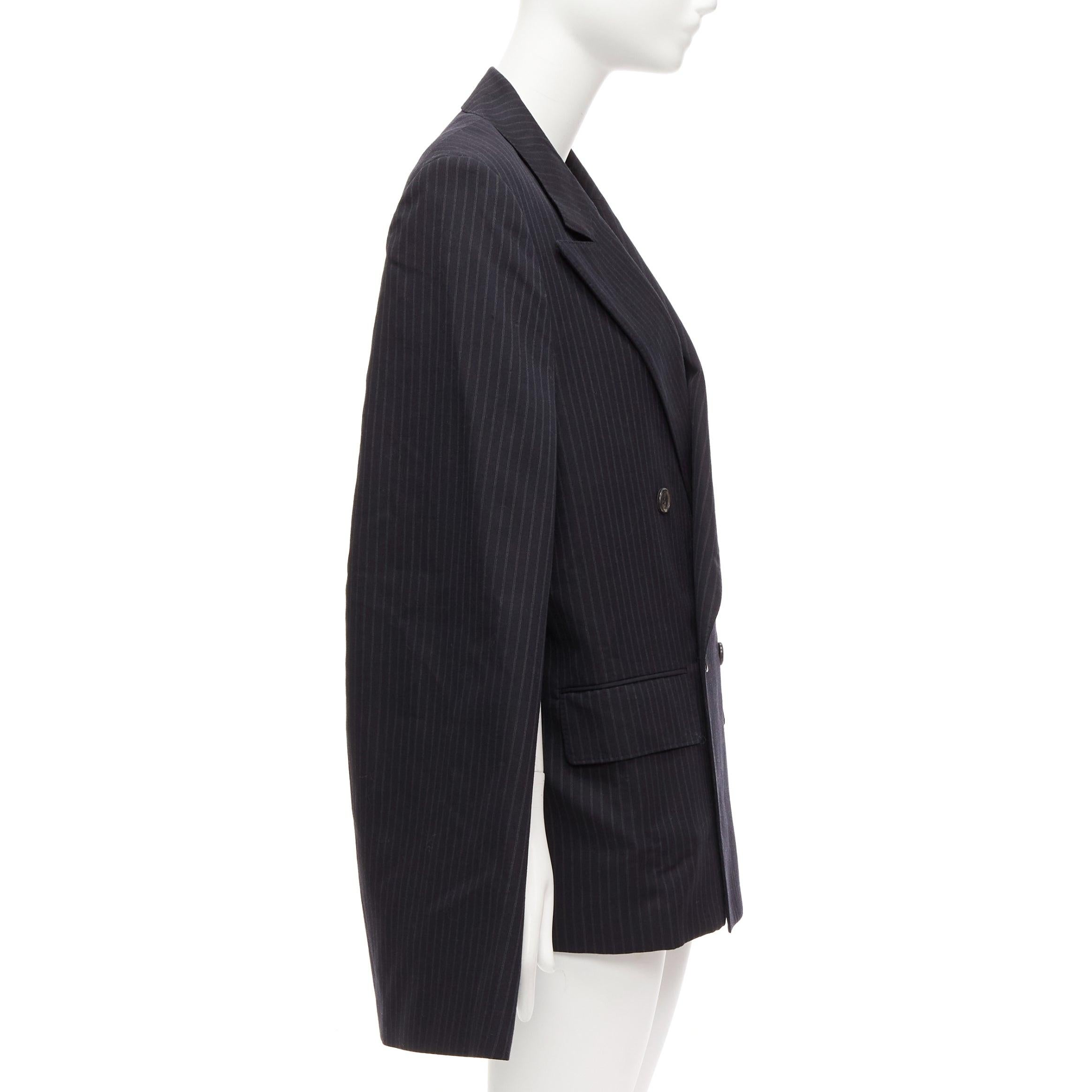 JUNYA WATANABE 2018 grey pinstripe wool blend cape sleeve boxy blazer S In Excellent Condition For Sale In Hong Kong, NT
