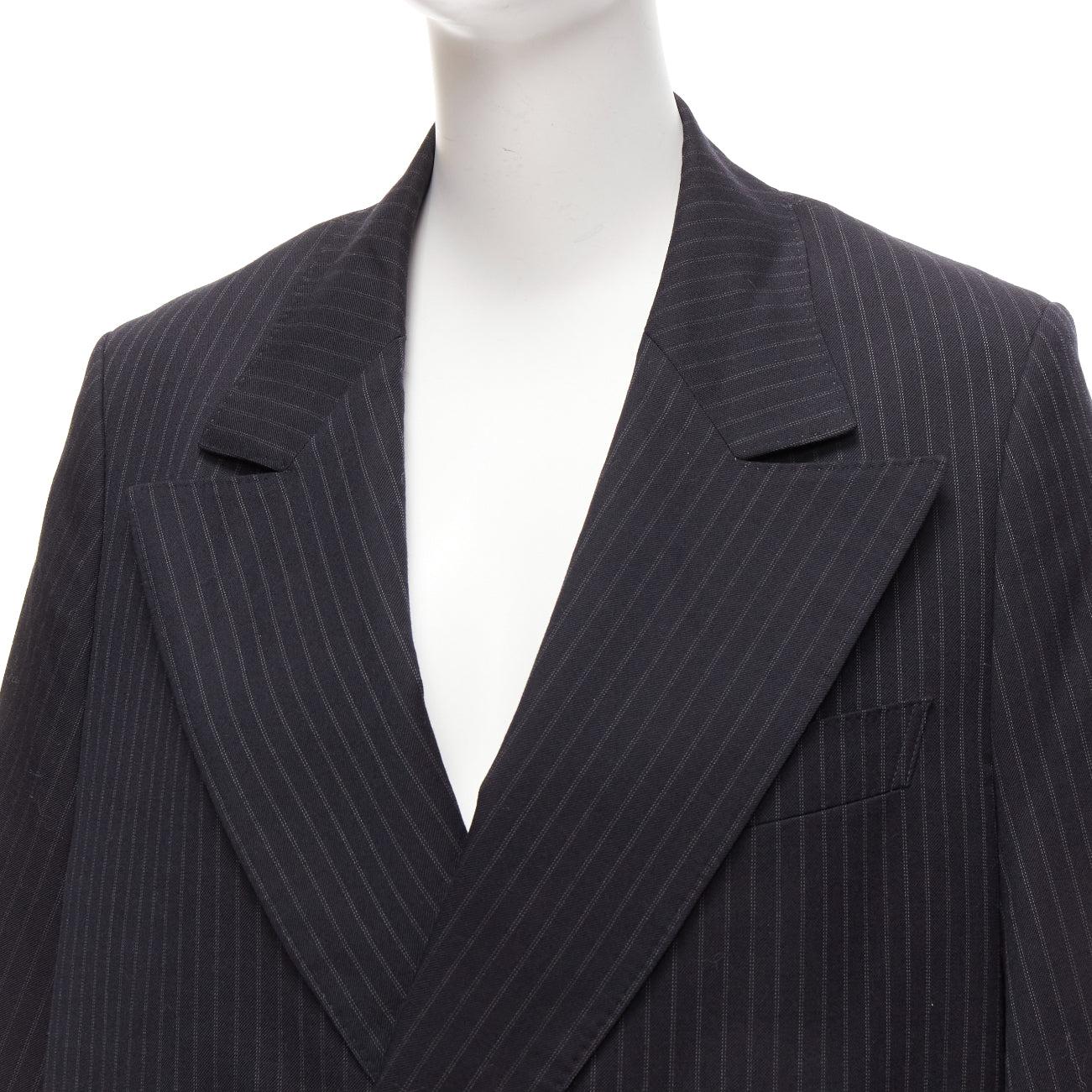 JUNYA WATANABE 2018 grey pinstripe wool blend cape sleeve boxy blazer S For Sale 2
