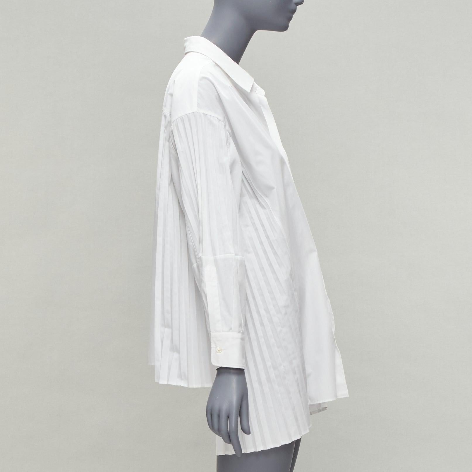 JUNYA WATANABE 2018 white accordion pleat side tunic shirt XS In Excellent Condition For Sale In Hong Kong, NT