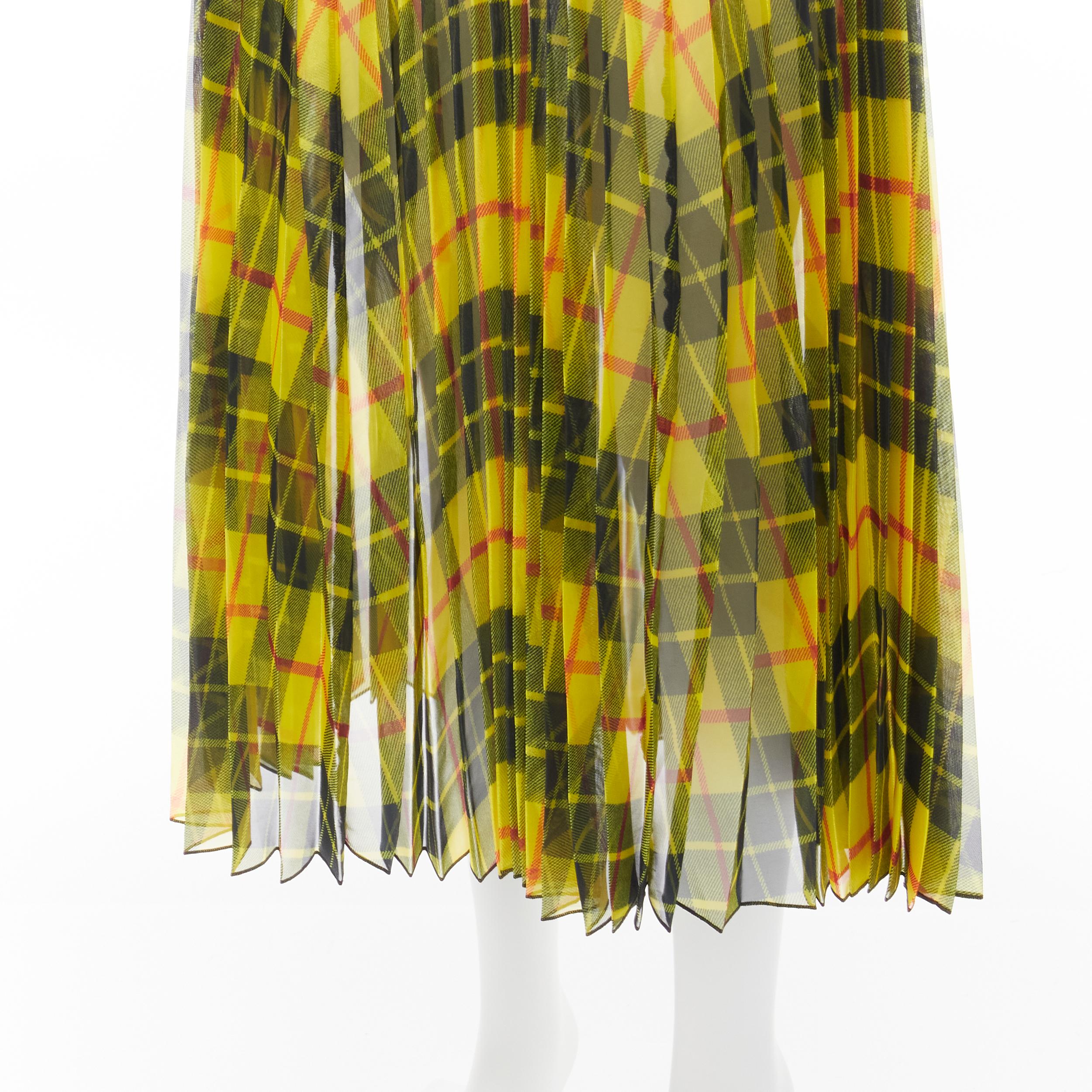JUNYA WATANABE 2019 yellow sheer Punk  plaid tartan pleated midi skirt S
Reference: TGAS/D00263
Brand: Junya Watanabe
Designer: Junya Watanabe
Collection: 2019
Material: Polyester
Color: Yellow, Multicolour
Pattern: Plaid
Closure: Zip
Extra Details: