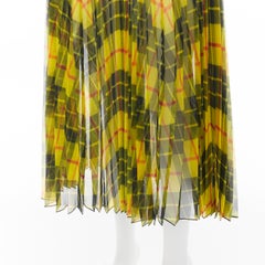 JUNYA WATANABE 2019 yellow sheer Punk  plaid tartan pleated midi skirt S