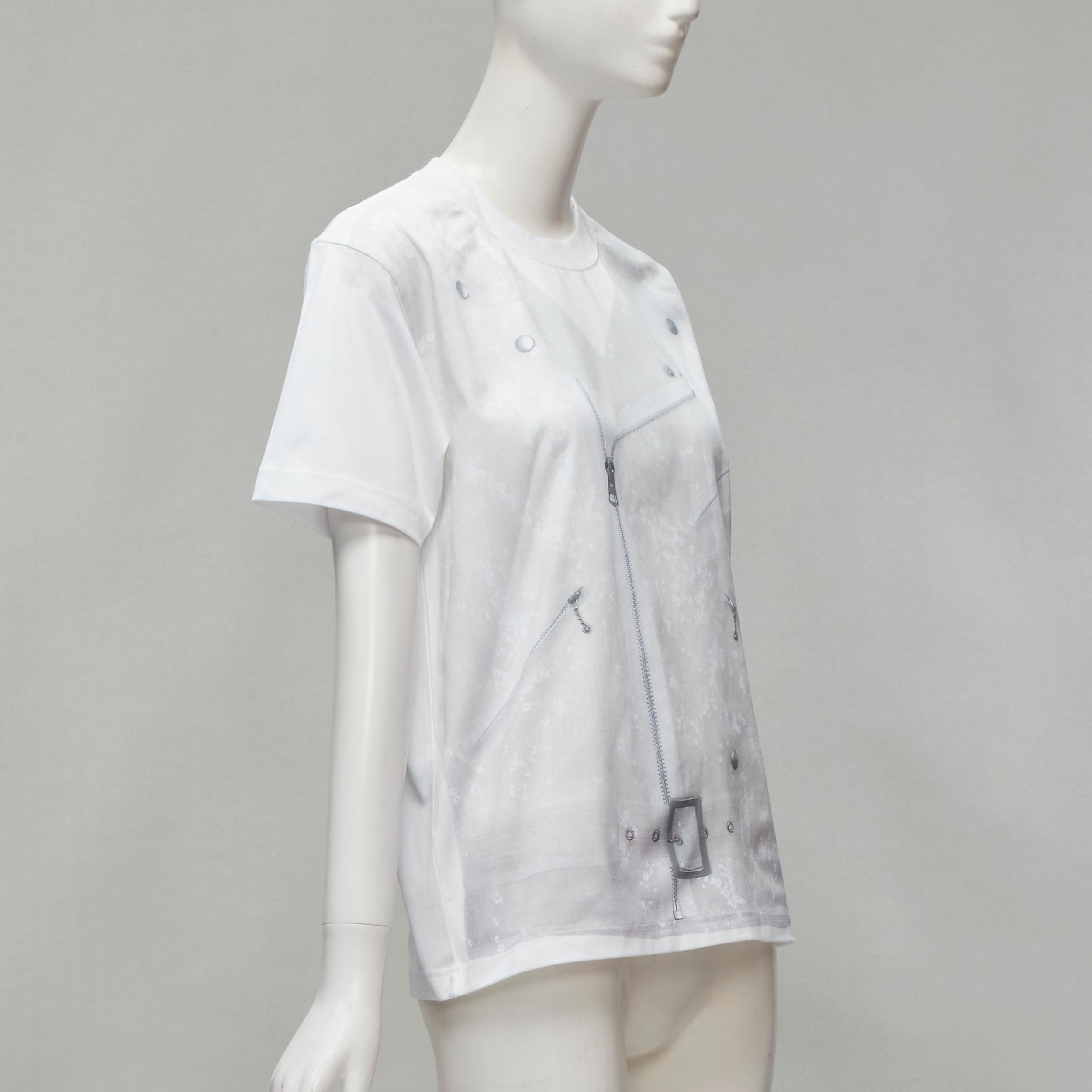 Grigio JUNYA WATANabe 2020 top in cotone bianco con stampa biker e paillettes S. White in vendita