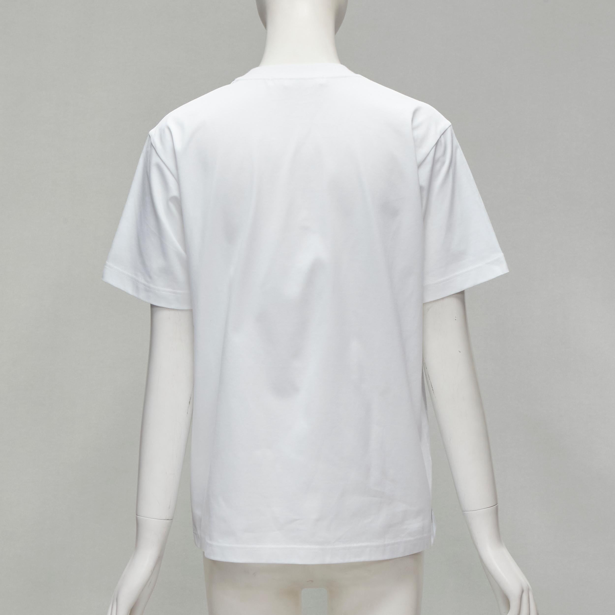 Donna JUNYA WATANabe 2020 top in cotone bianco con stampa biker e paillettes S. White in vendita