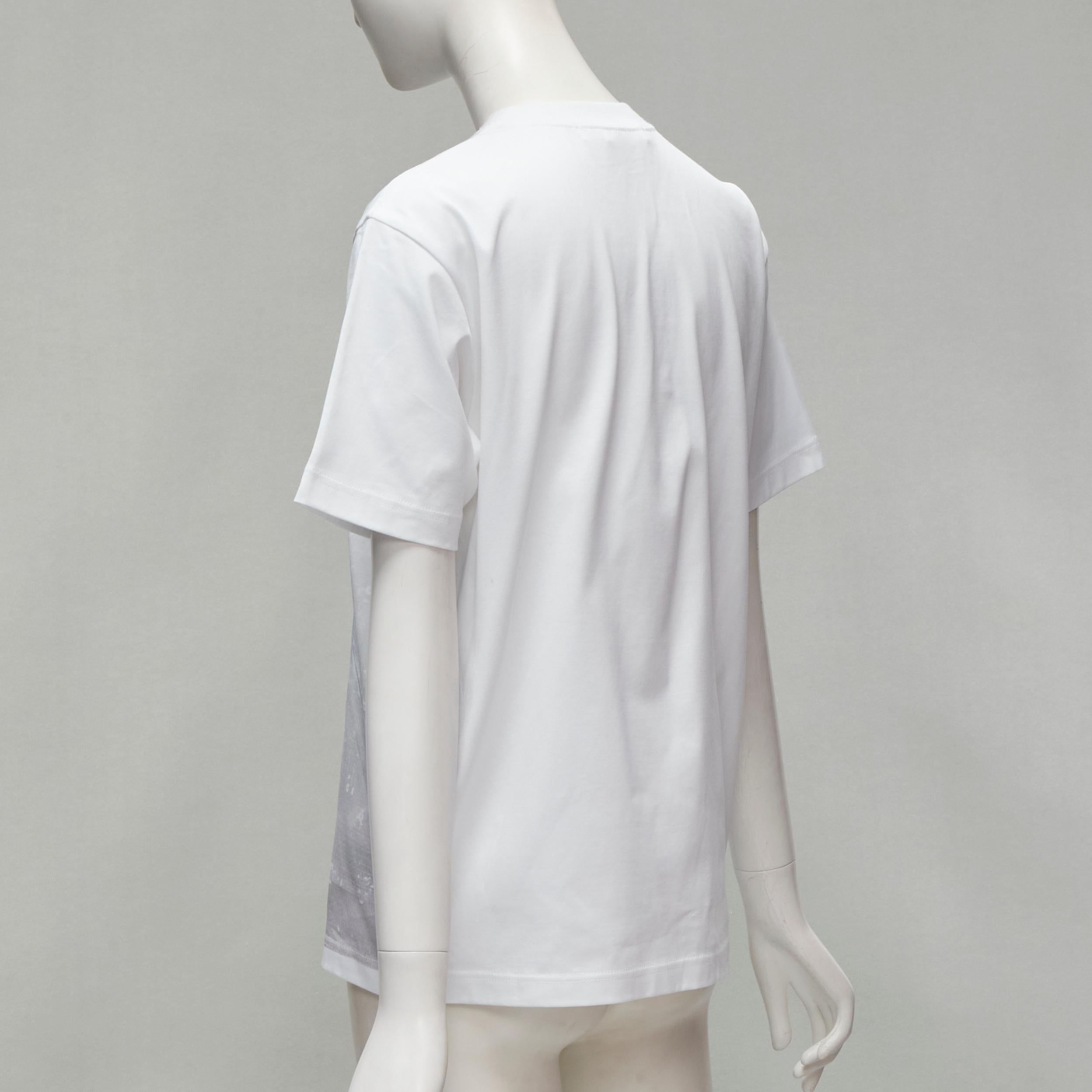 JUNYA WATANABE 2020 grey sequin biker print white cotton tshirt top S For Sale 1