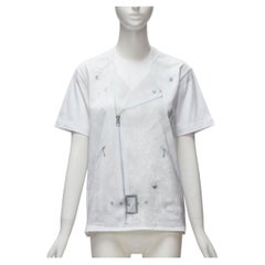 JUNYA WATANABE 2020 grey sequin biker print white cotton tshirt top S