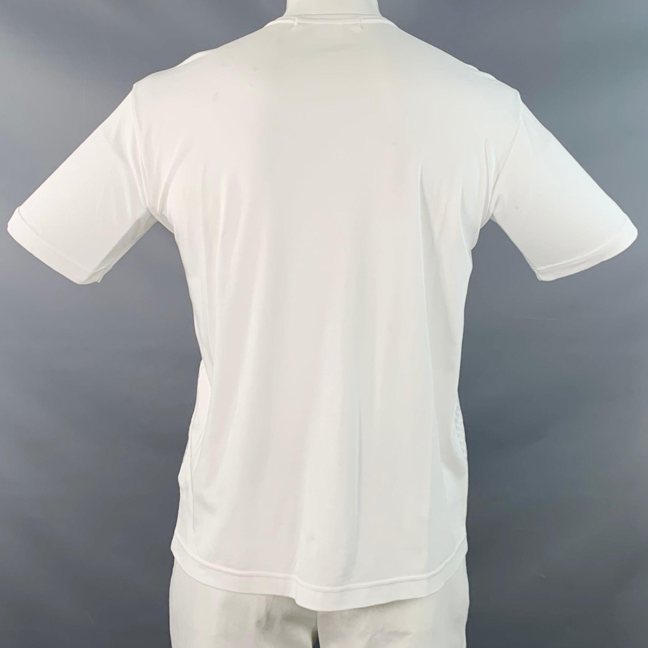 Junya Watanabe 2020 Size L White Sequined Cotton Jersey Crew Neck T-shirt Bon état - En vente à San Francisco, CA