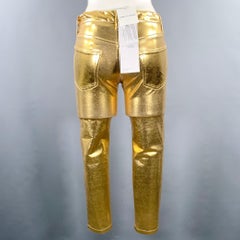 JUNYA WATANABE 2021 Größe XS Gold Nylonmischung Metallic Zip Fly Casual Hose mit Reißverschluss