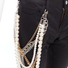 JUNYA WATANABE 2022 Punk black multi pearl chain cropped pants S