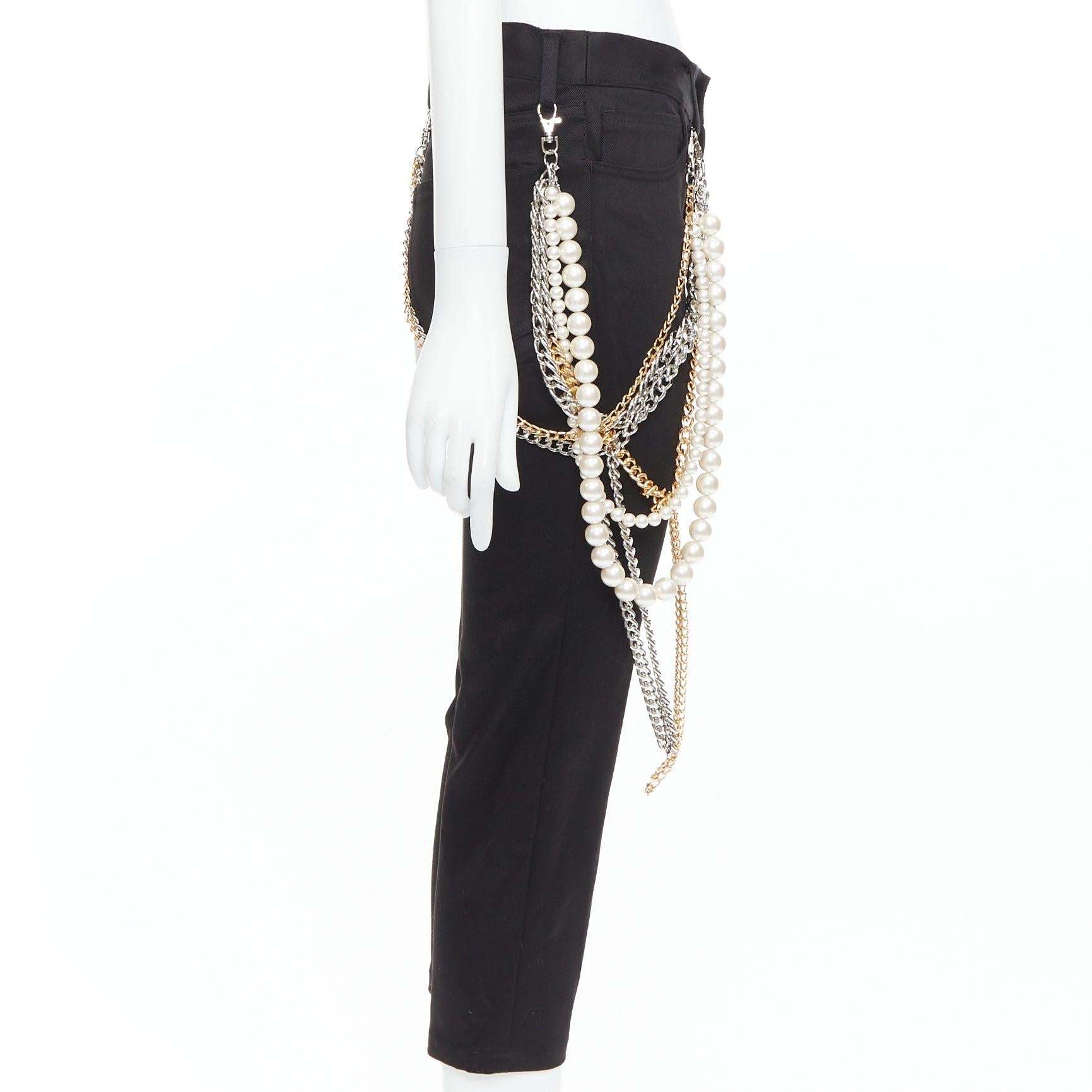 JUNYA WATANABE 2022 Punkhose in Schwarz mit mehrperlenbesetzter Kette und Cropped S Damen im Angebot