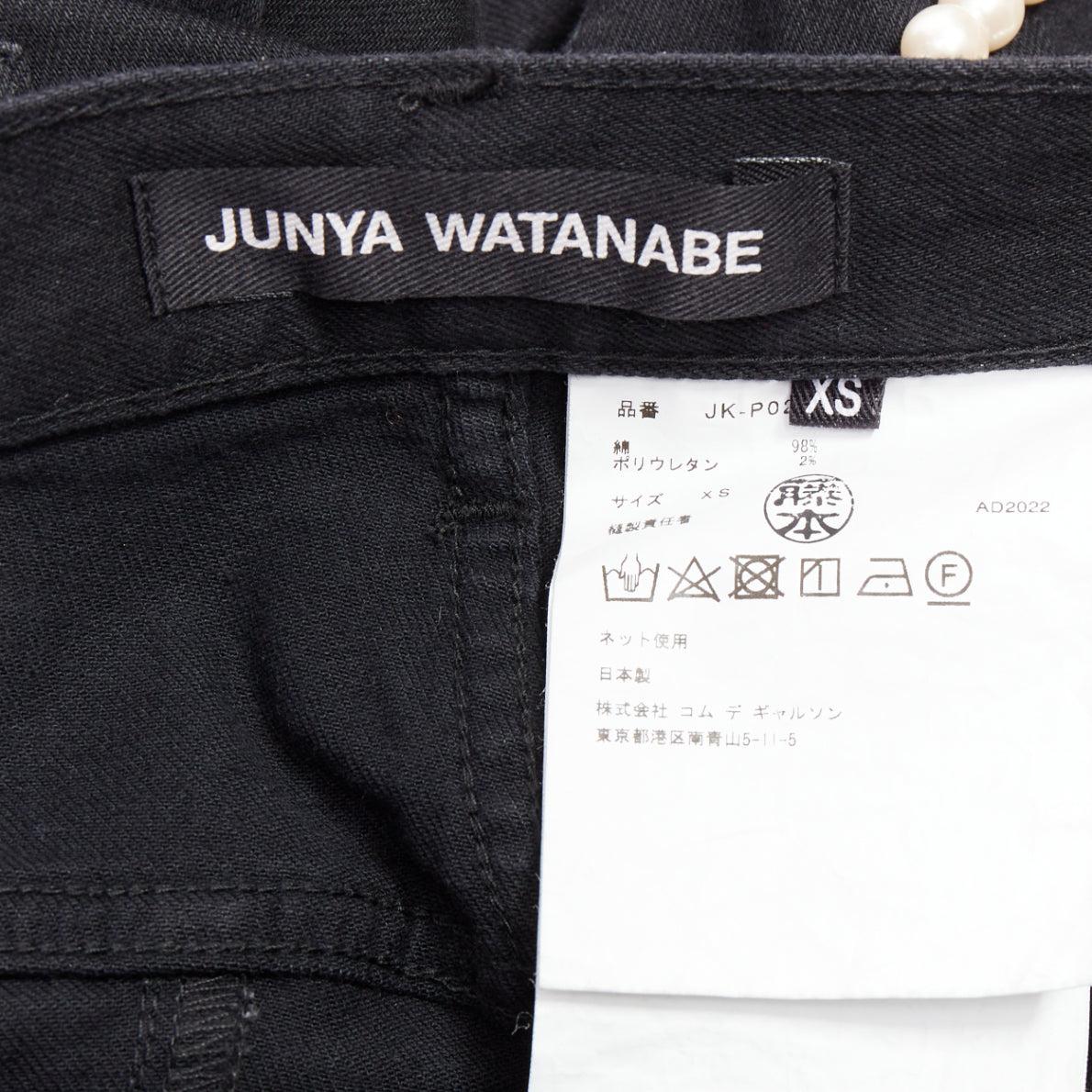JUNYA WATANABE 2022 Punk black pearl chain chain destroyed ripped jeans XS 3