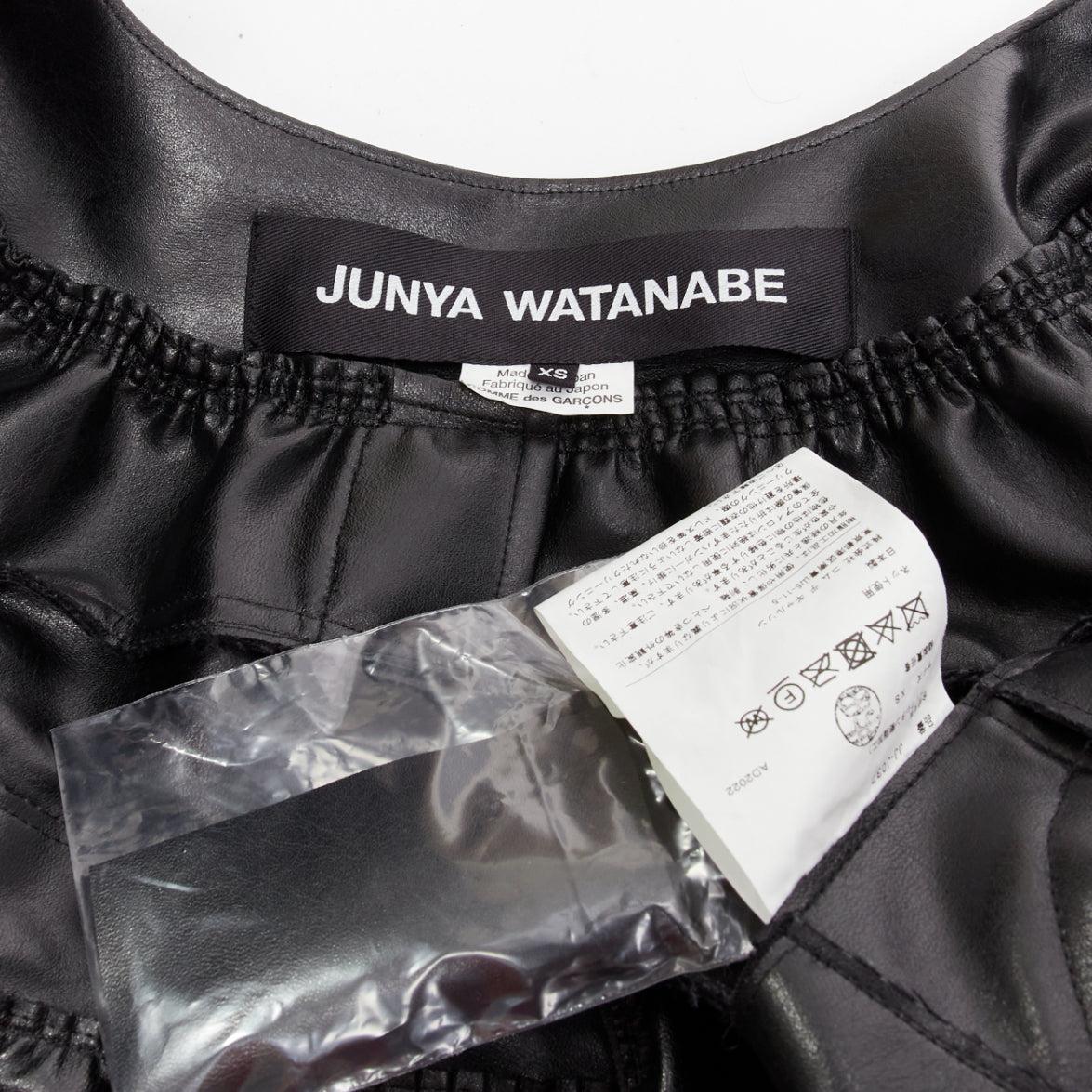 JUNYA WATANABE 2022 Runway black zip pleather deconstructed cape coat XS For Sale 8