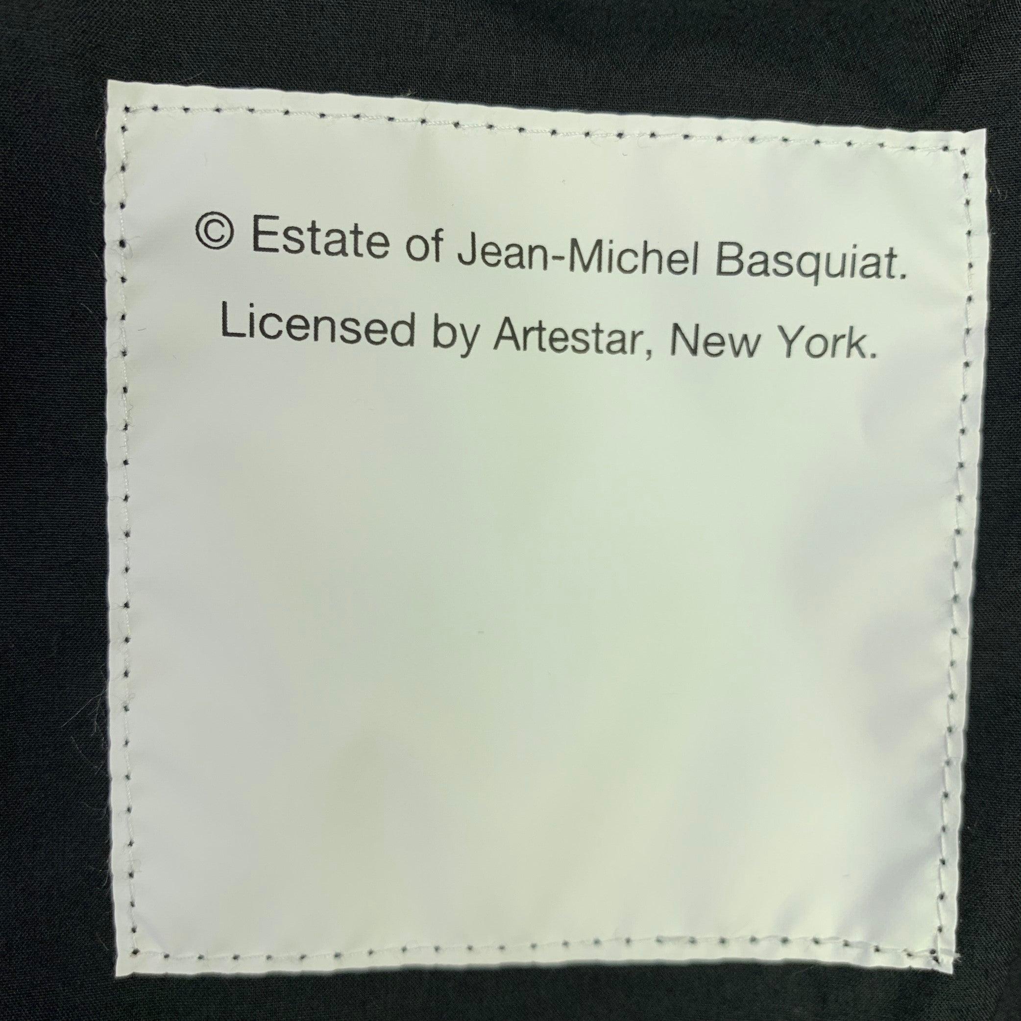 JUNYA WATANABE 2022 XL Schwarz-Weißes Kurzarmhemd aus grafischer Baumwolle mit Basquiat-Druck im Angebot 5
