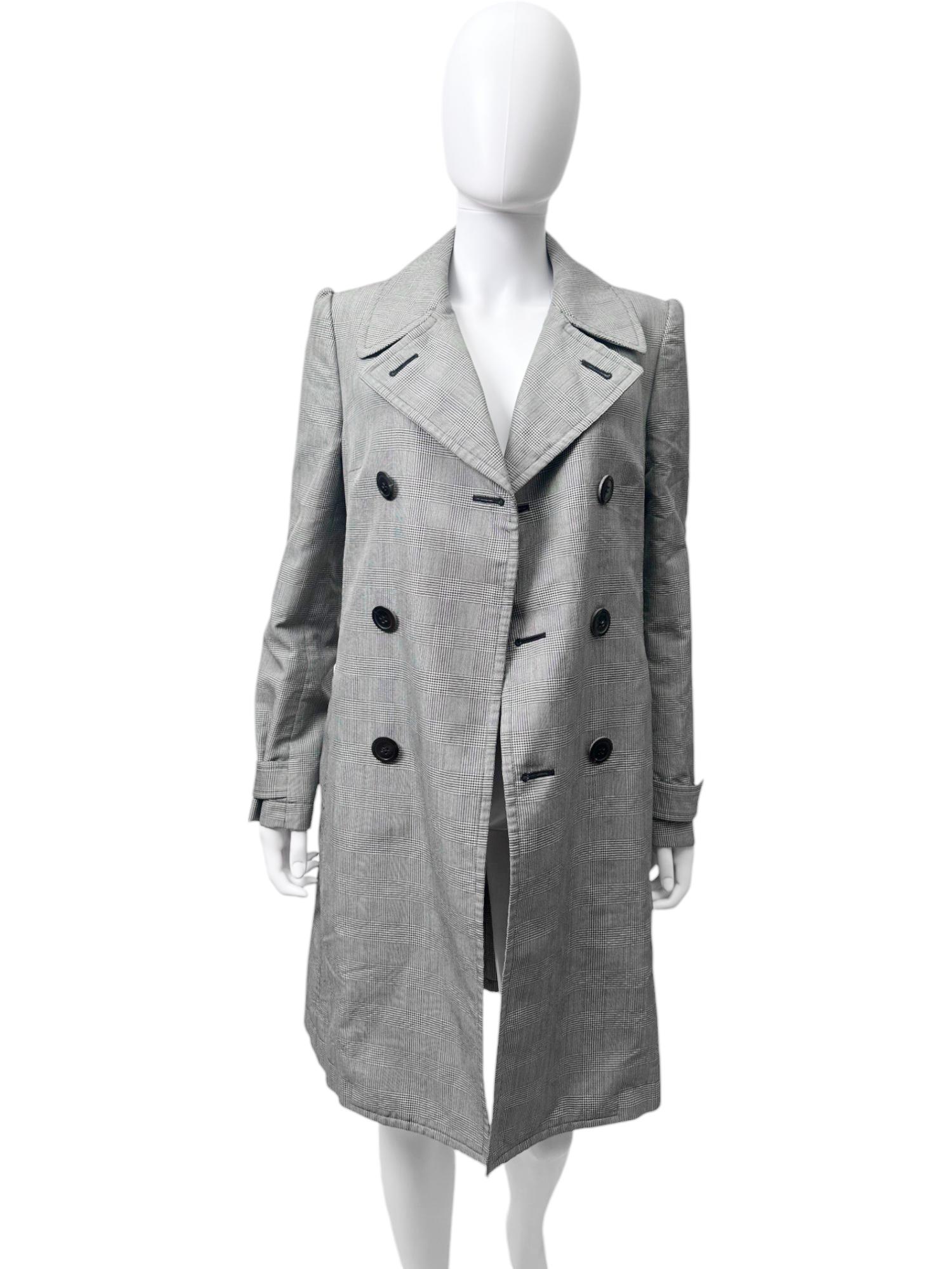 De las mujeres Junya Watanabe A/W 2009 Abrigo de tartán gris de doble botonadura en venta