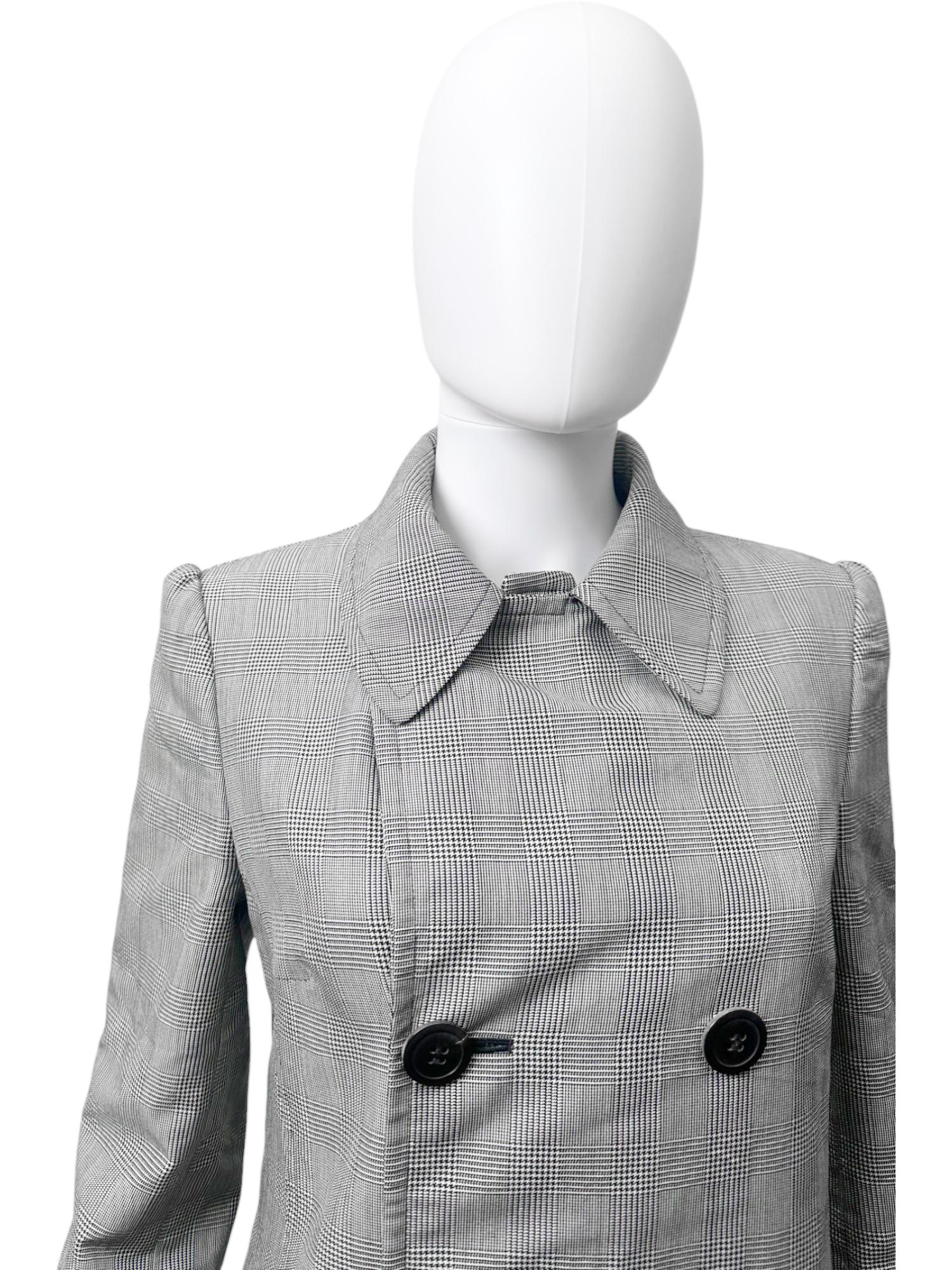 Junya Watanabe A/W 2009 Abrigo de tartán gris de doble botonadura en venta 2